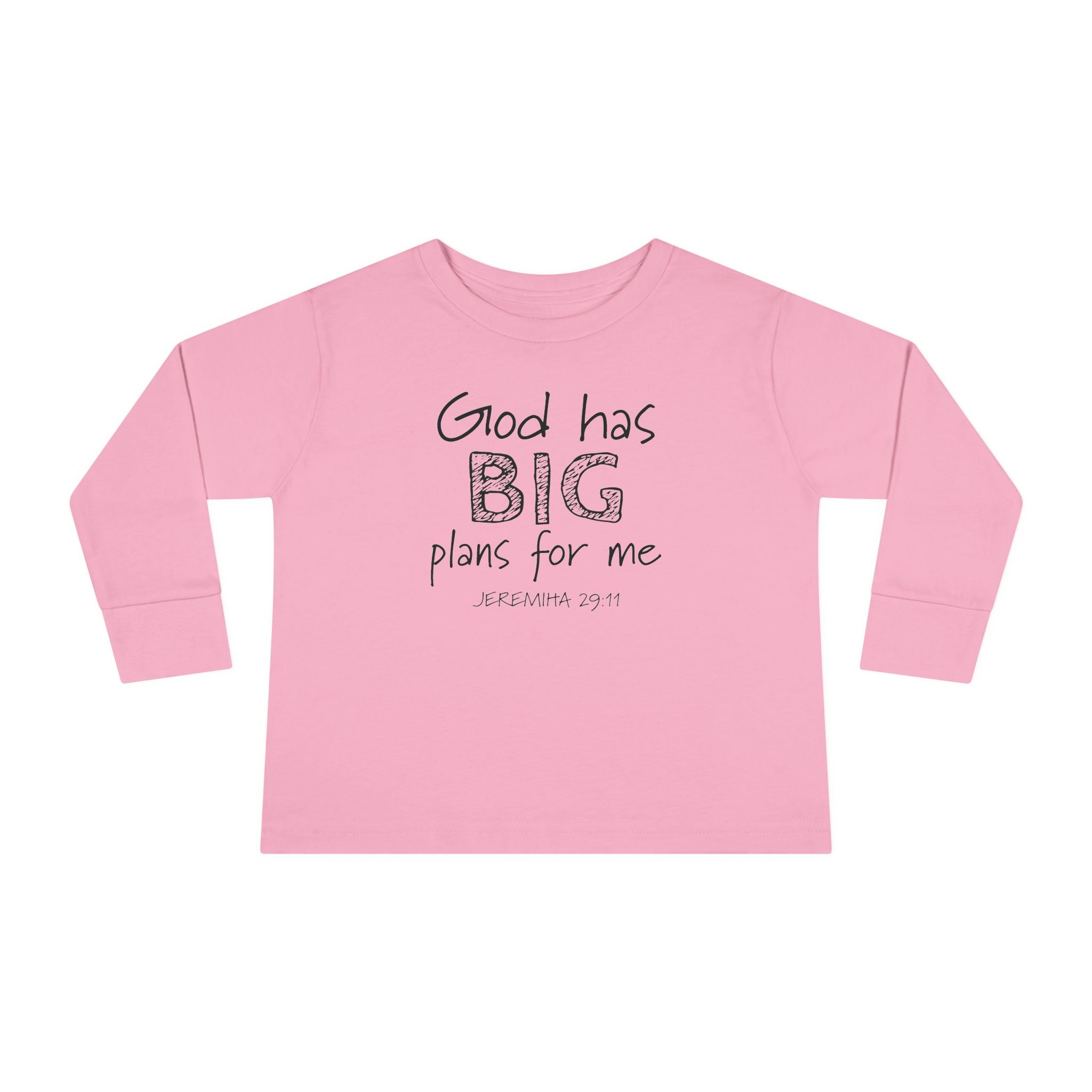 Faith Based Toddler Long Sleeve T-Shirt - God Has Big Plans For Me | Kids clothes by atgodanddesigns