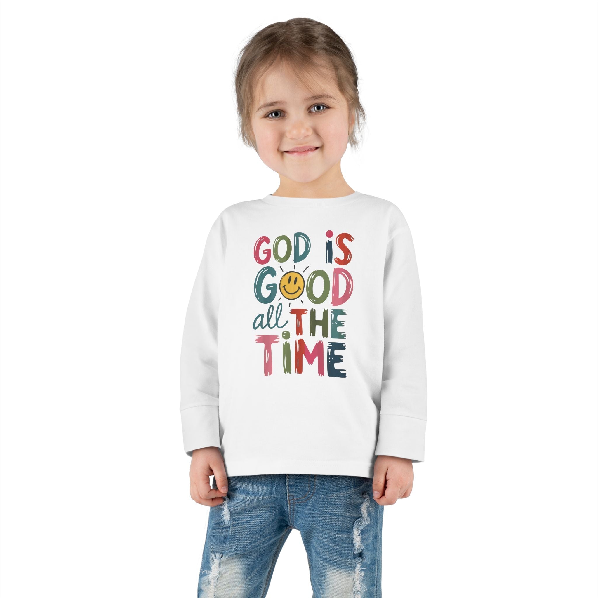 Faith Based Toddler Long Sleeve T-Shirt - God Is Good All The Time | Kids clothes by atgodanddesigns