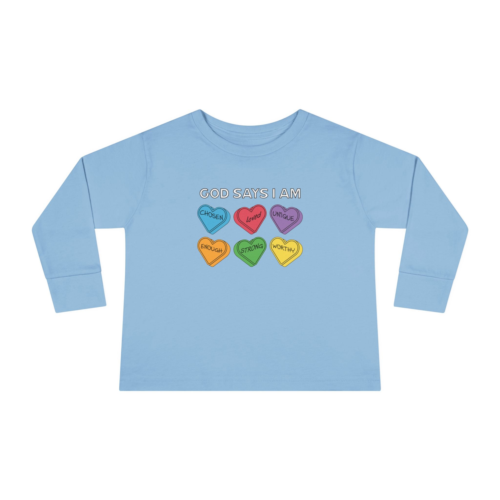 Faith Based Toddler Long Sleeve T-Shirt - God Says I Am | Kids clothes by atgodanddesigns