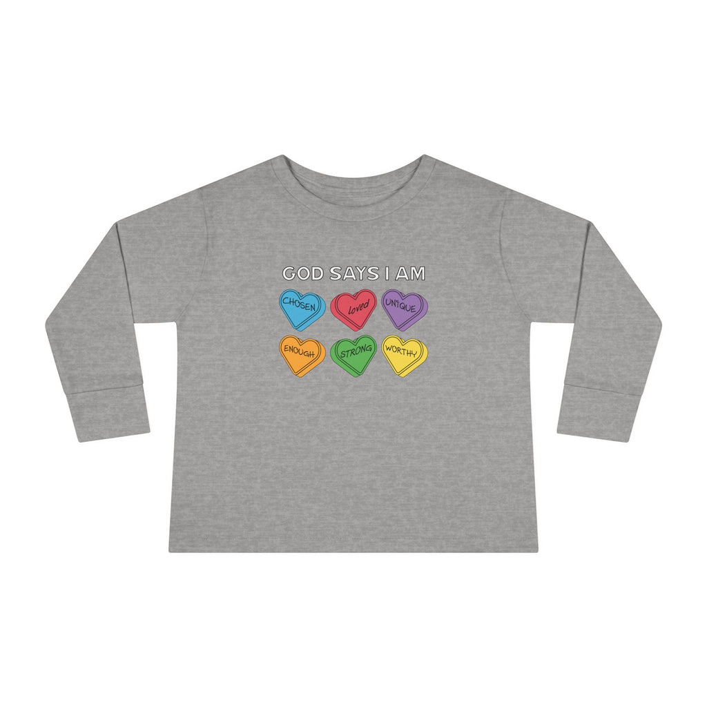 Faith Based Toddler Long Sleeve T-Shirt - God Says I Am | Kids clothes by atgodanddesigns