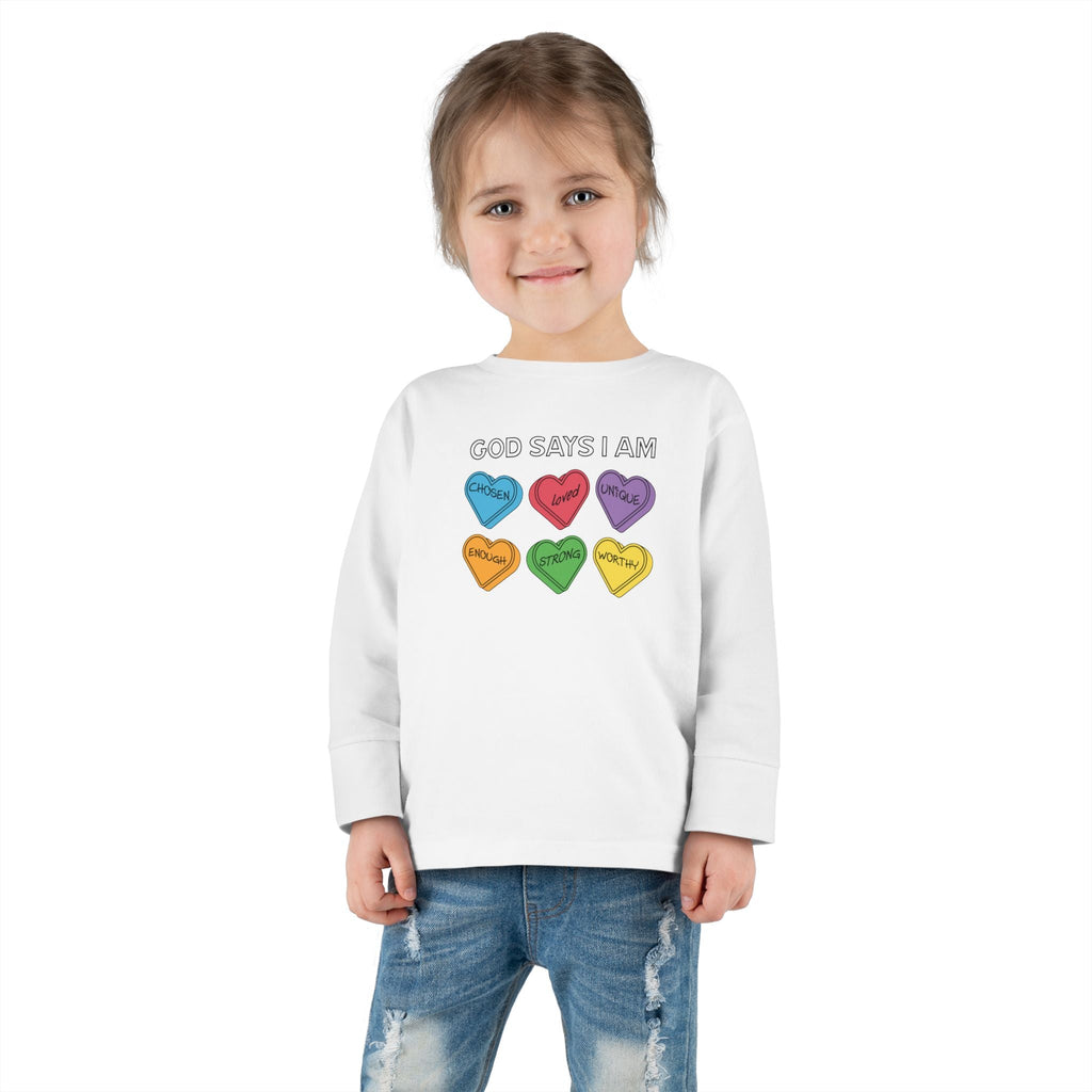 Faith Based Toddler Long Sleeve T-Shirt - God Says I Am | Kids clothes by atgodanddesigns
