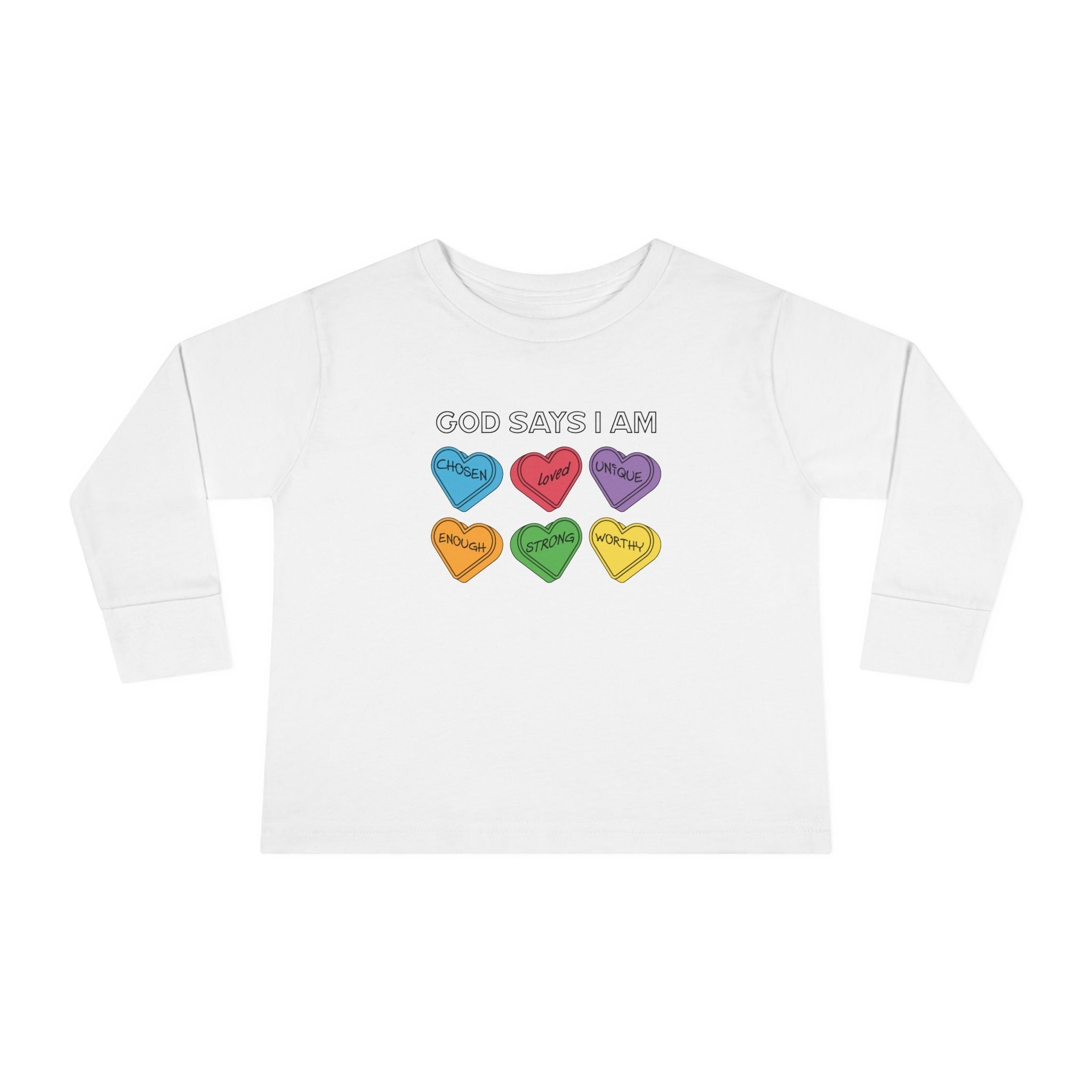 Faith Based Toddler Long Sleeve T-Shirt - God Says I Am | Kids clothes by atgodanddesigns