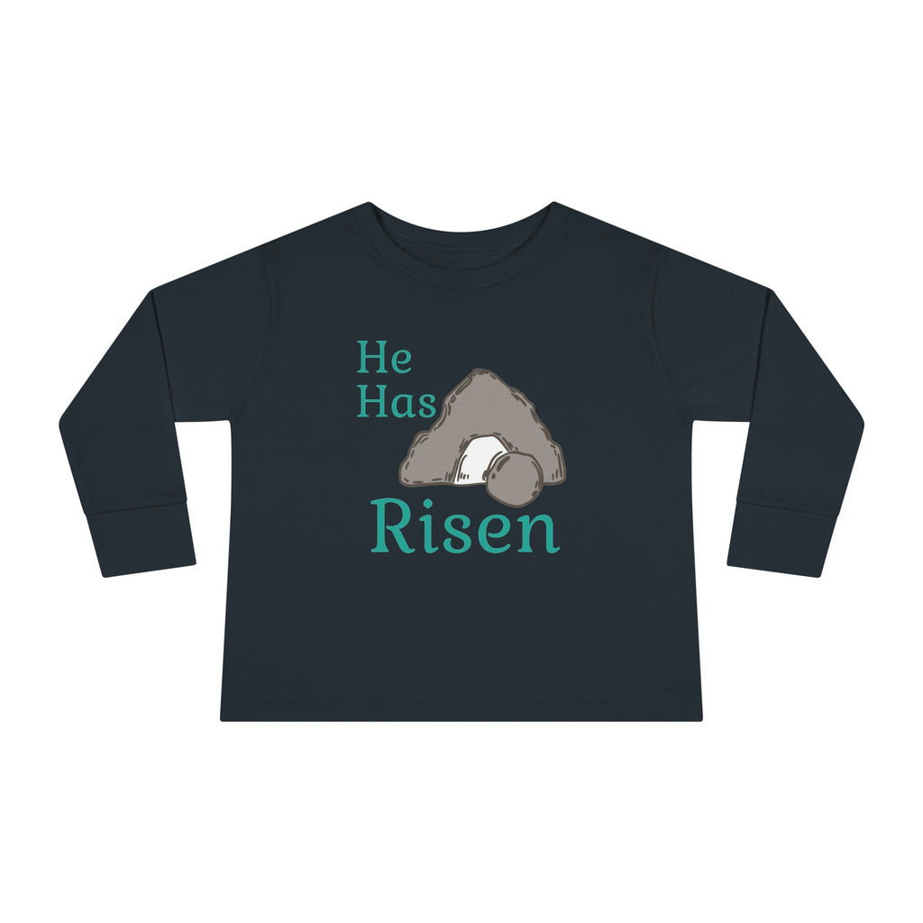 Faith Based Toddler Long Sleeve T-Shirt - He Has Risen | Kids clothes by atgodanddesigns