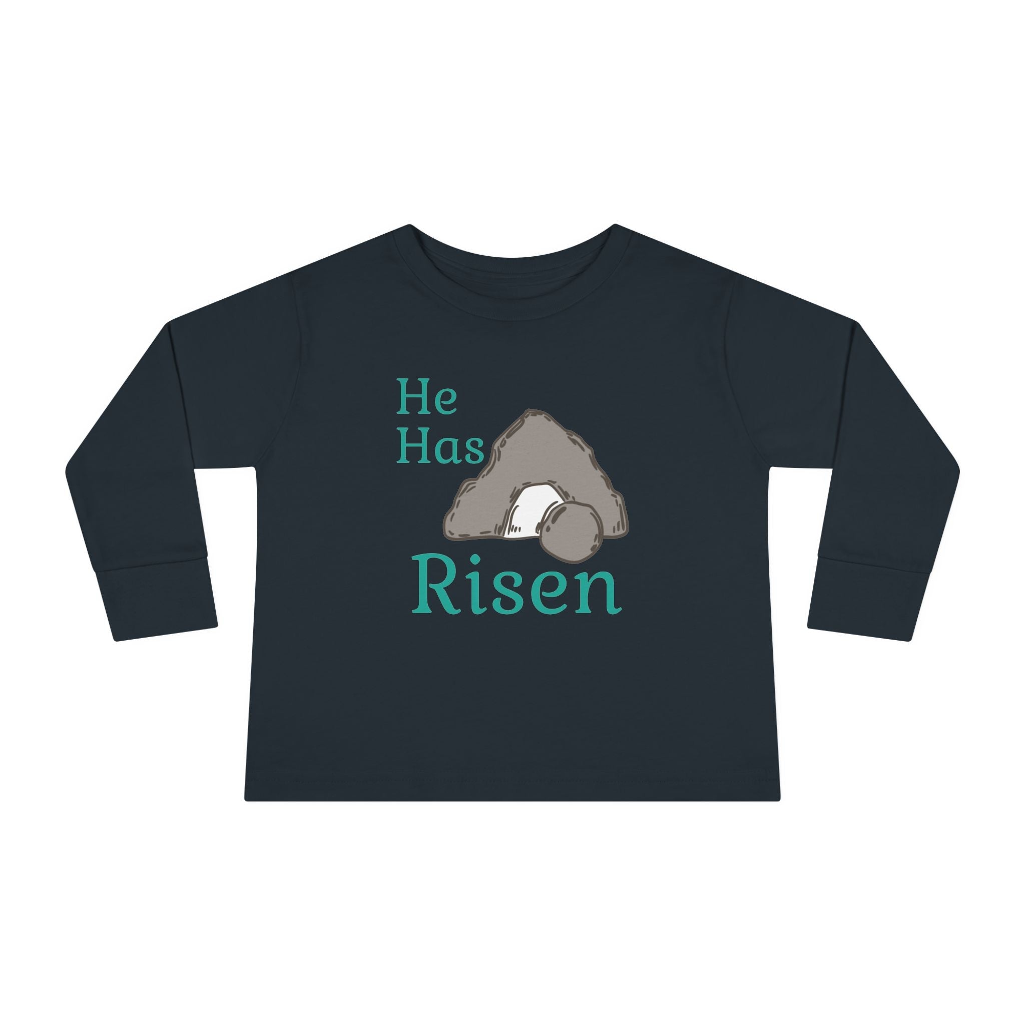 Faith Based Toddler Long Sleeve T-Shirt - He Has Risen | Kids clothes by atgodanddesigns