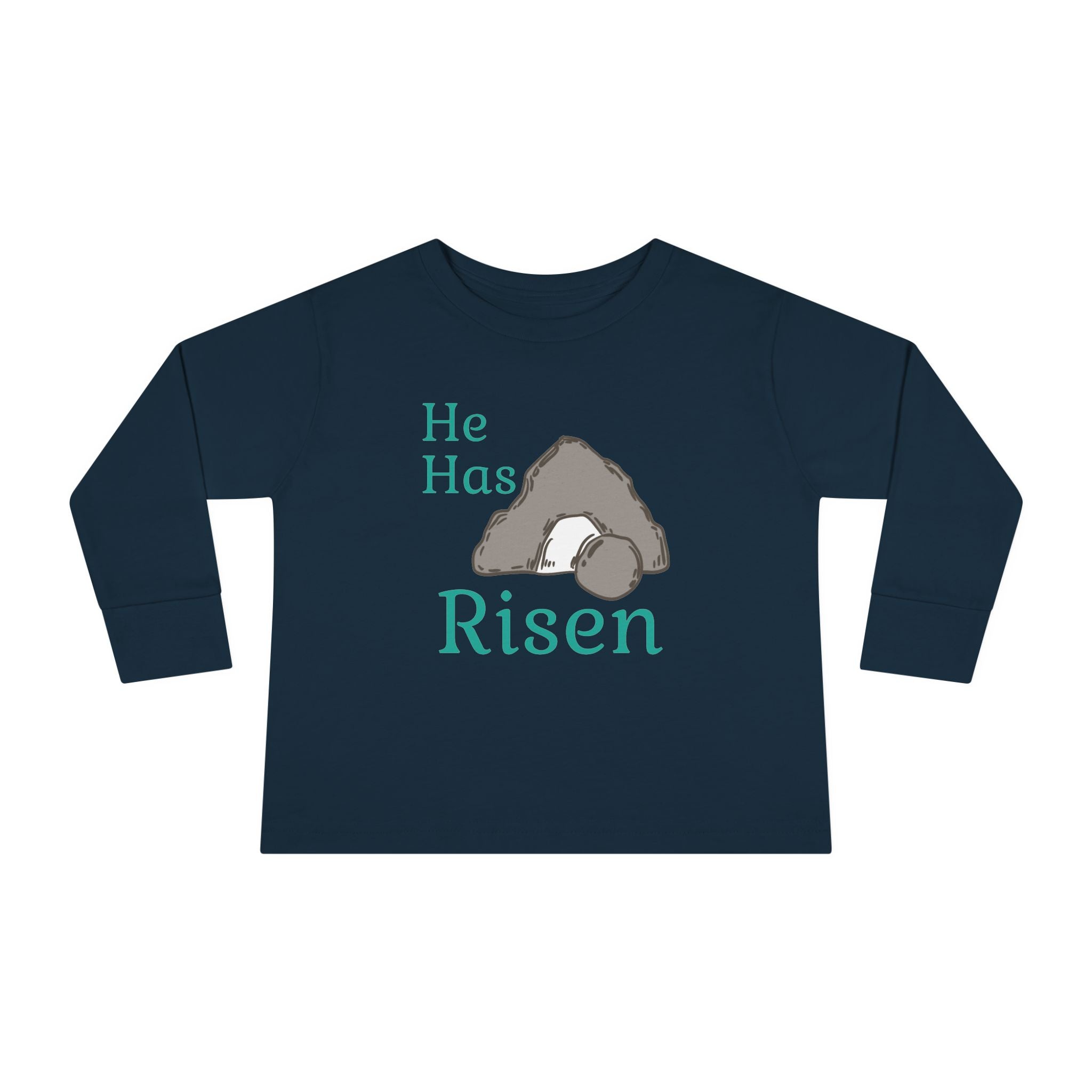 Faith Based Toddler Long Sleeve T-Shirt - He Has Risen | Kids clothes by atgodanddesigns