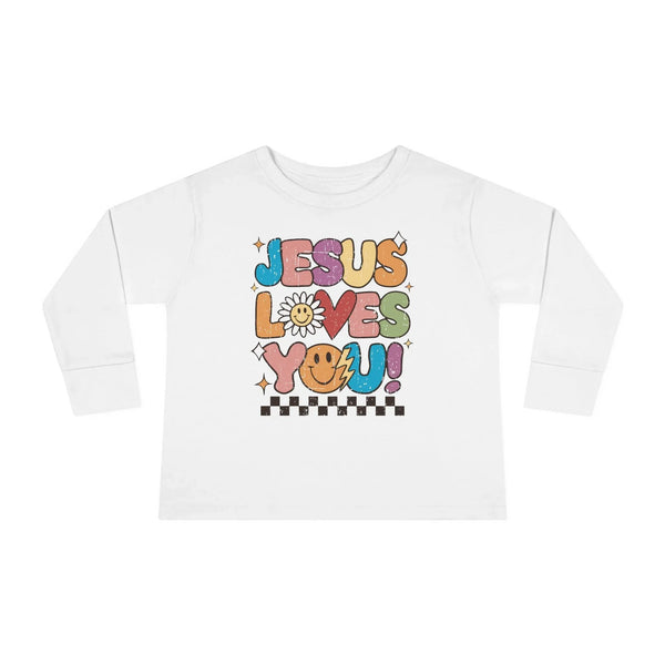 Faith Based Toddler Long Sleeve T-Shirt - Jesus Loves You | Kids clothes by atgodanddesigns