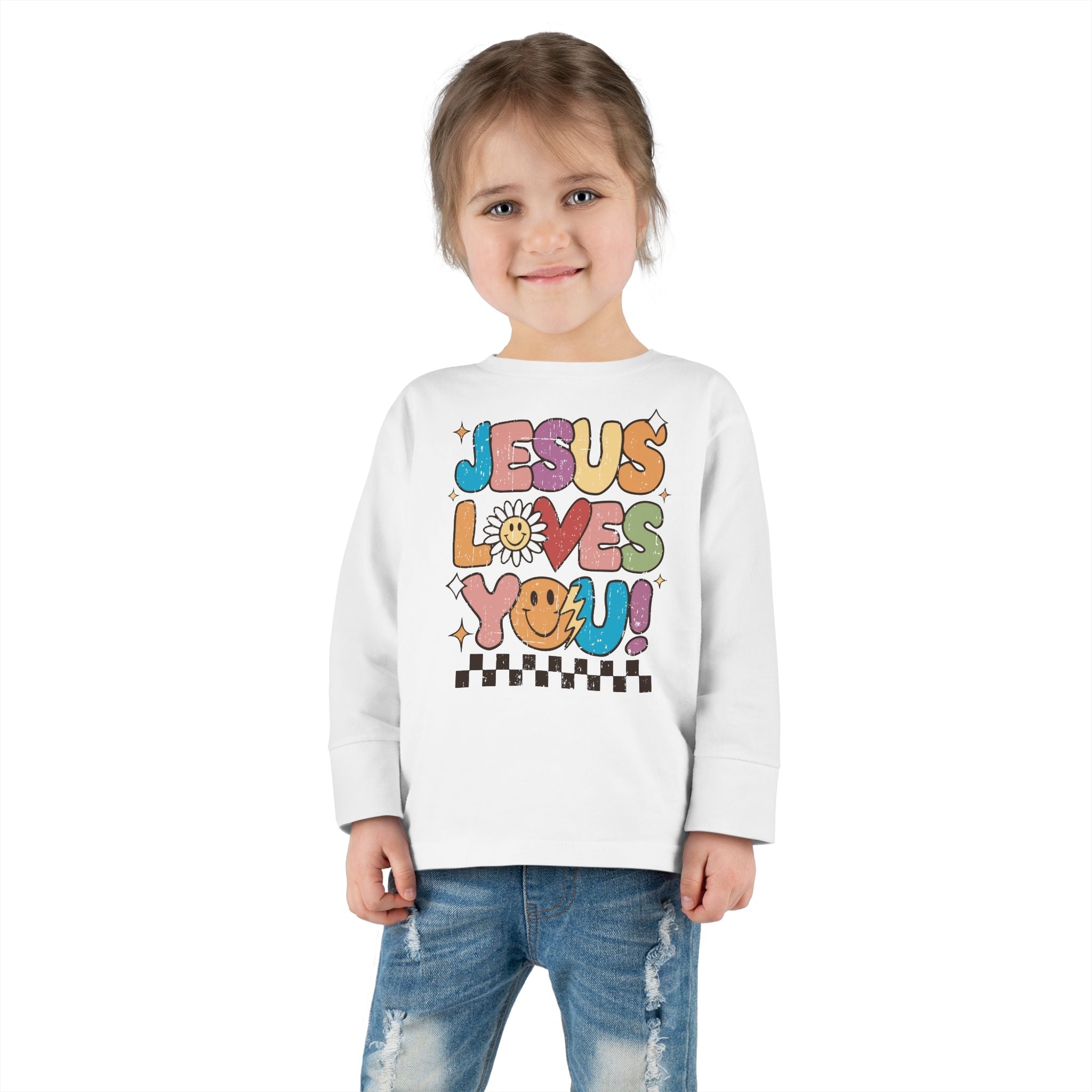 Faith Based Toddler Long Sleeve T-Shirt - Jesus Loves You | Kids clothes by atgodanddesigns