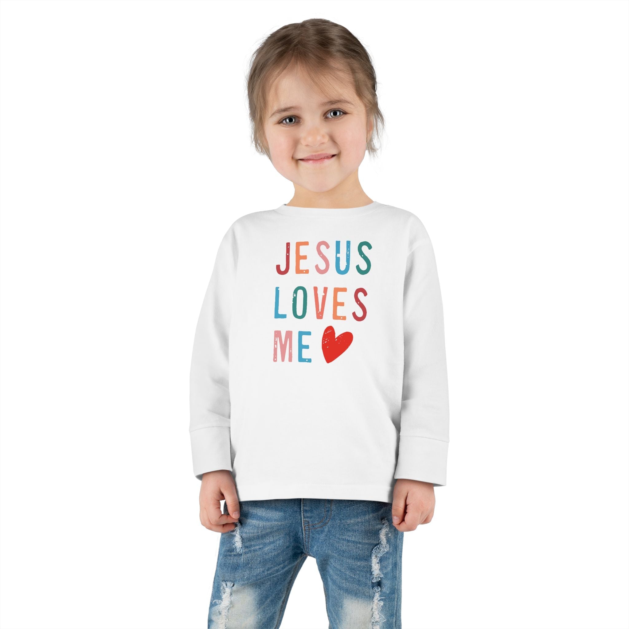 Faith Based Toddler Long Sleeves T-Shirt - Jesus Loves Me | Kids clothes by atgodanddesigns
