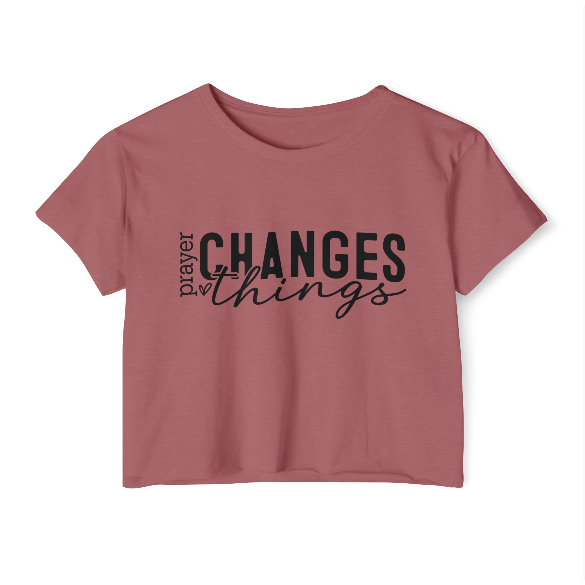 Faith Based Women's Crop Top T-Shirt - Prayer Changes Things | T-Shirt by atgodanddesigns