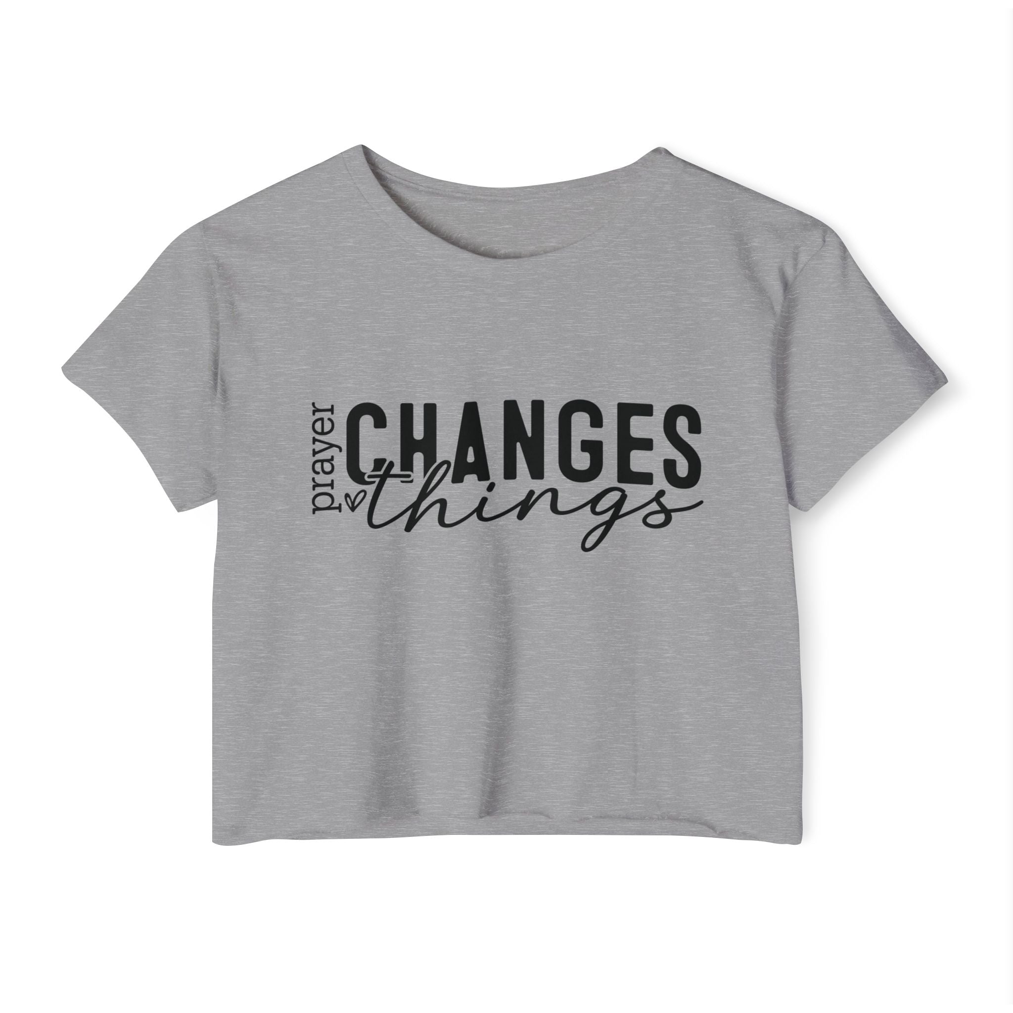 Faith Based Women's Crop Top T-Shirt - Prayer Changes Things | T-Shirt by atgodanddesigns