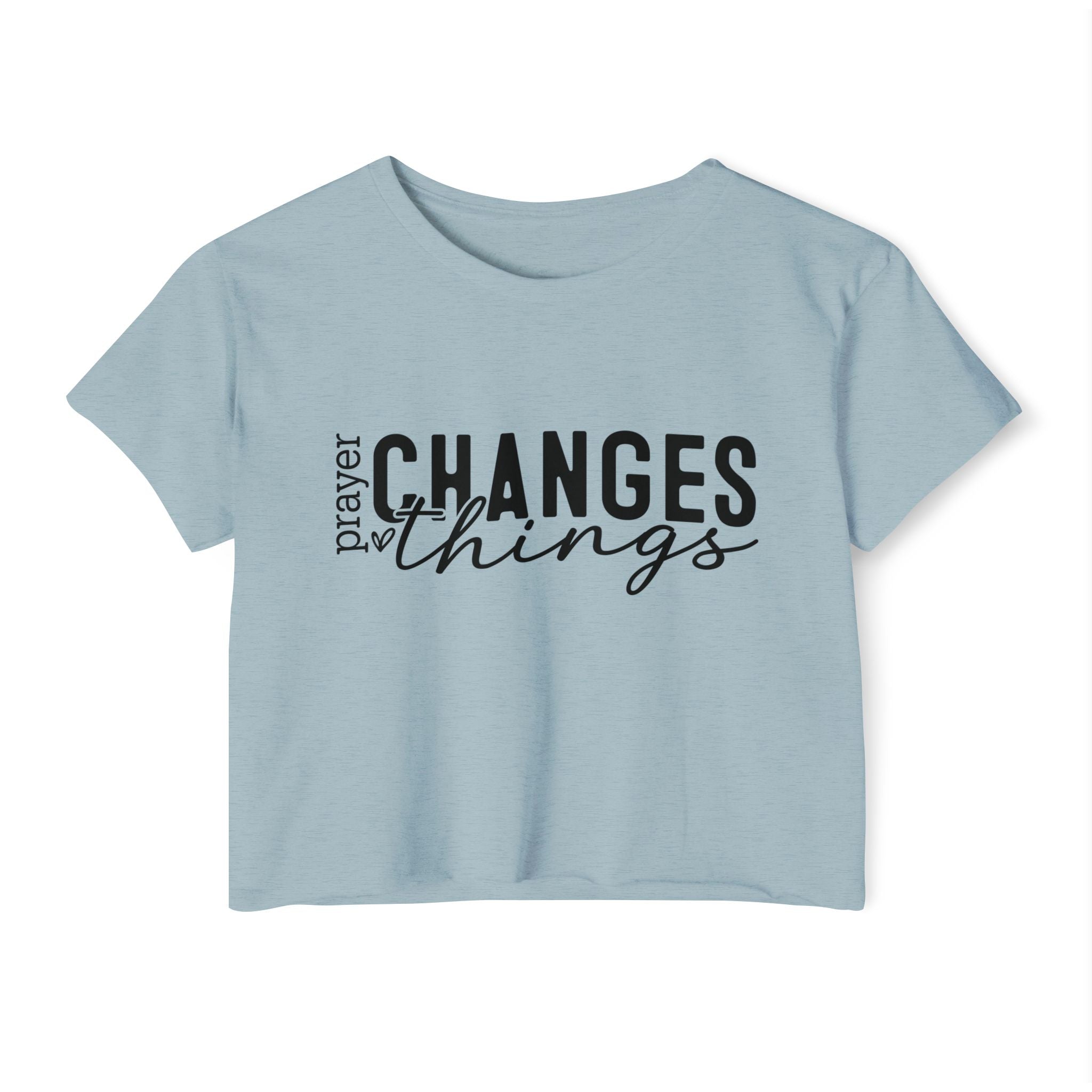 Faith Based Women's Crop Top T-Shirt - Prayer Changes Things | T-Shirt by atgodanddesigns