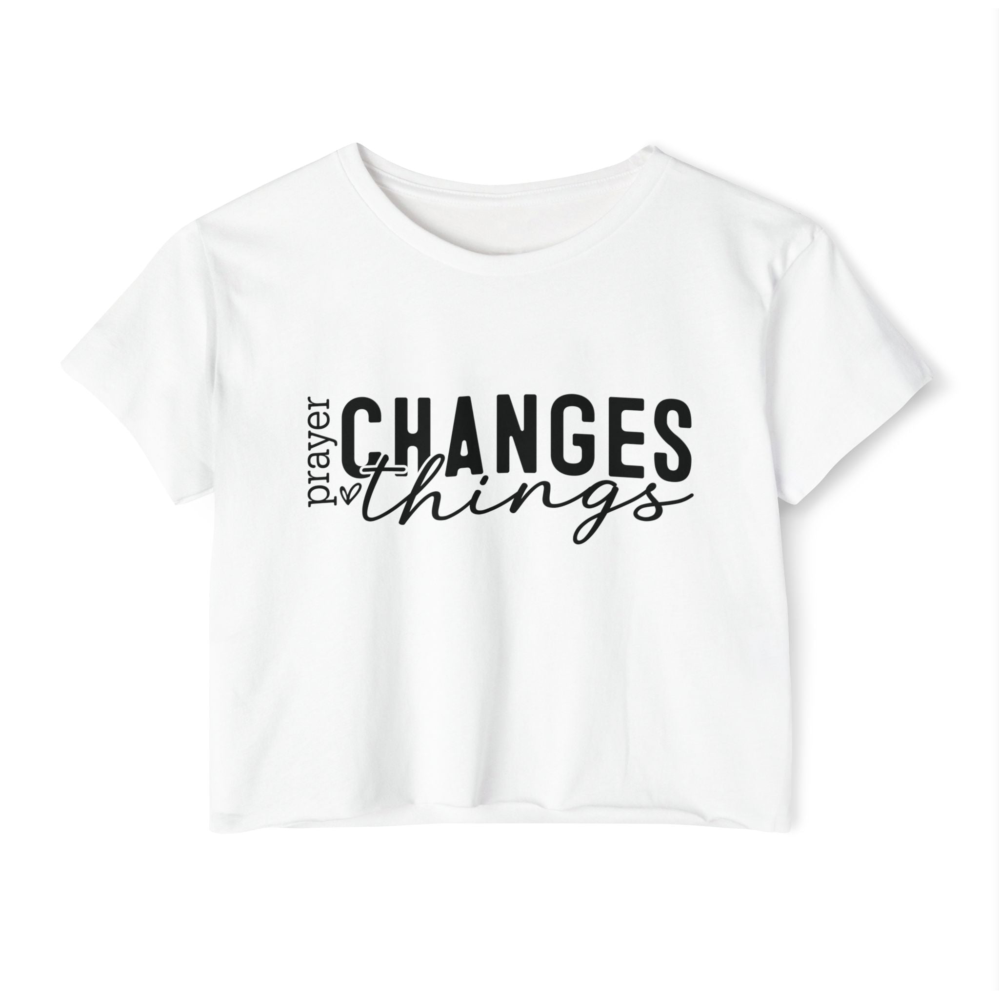 Faith Based Women's Crop Top T-Shirt - Prayer Changes Things | T-Shirt by atgodanddesigns