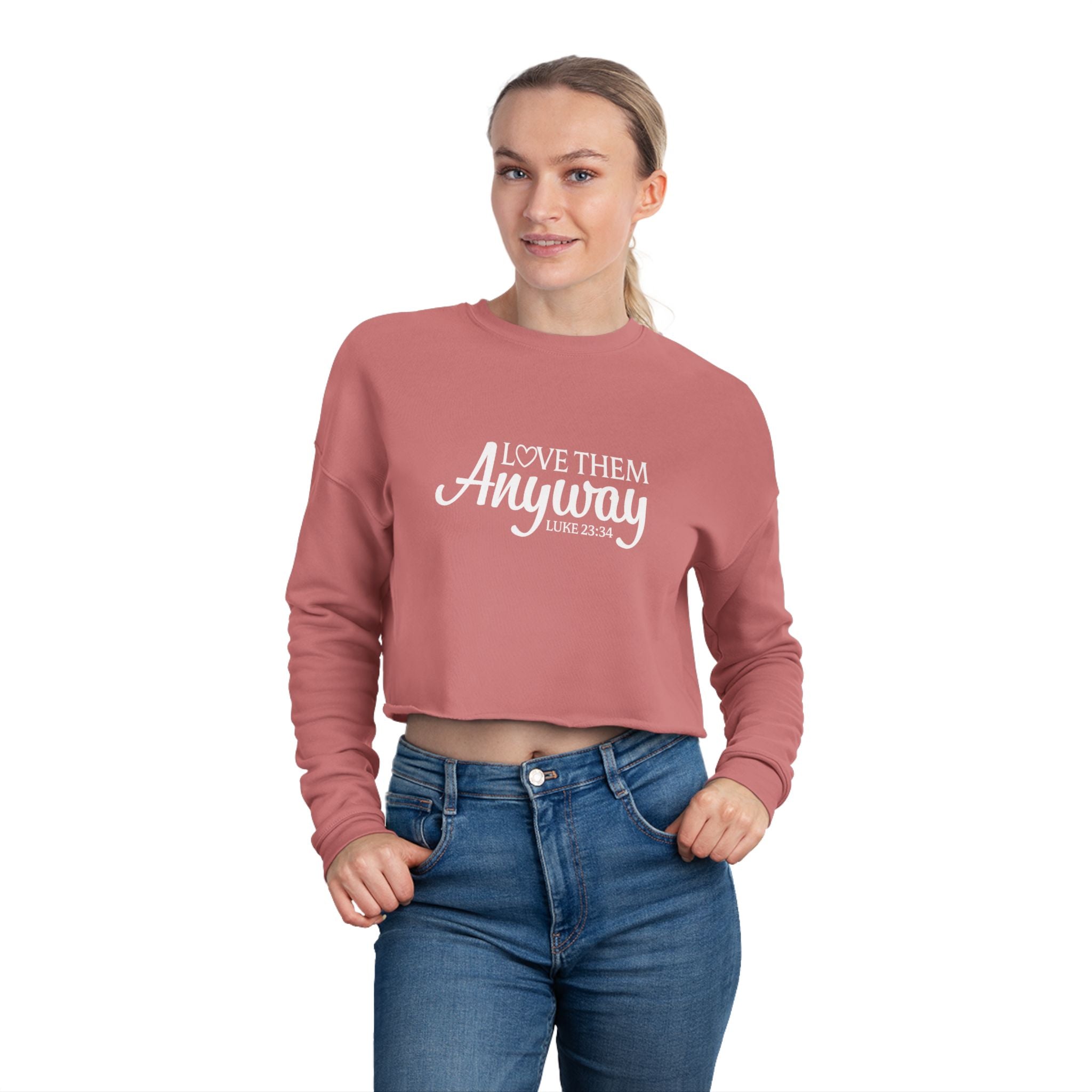 Faith Based Women's Cropped Sweatshirt - Love Them Anyway | Sweatshirt by atgodanddesigns