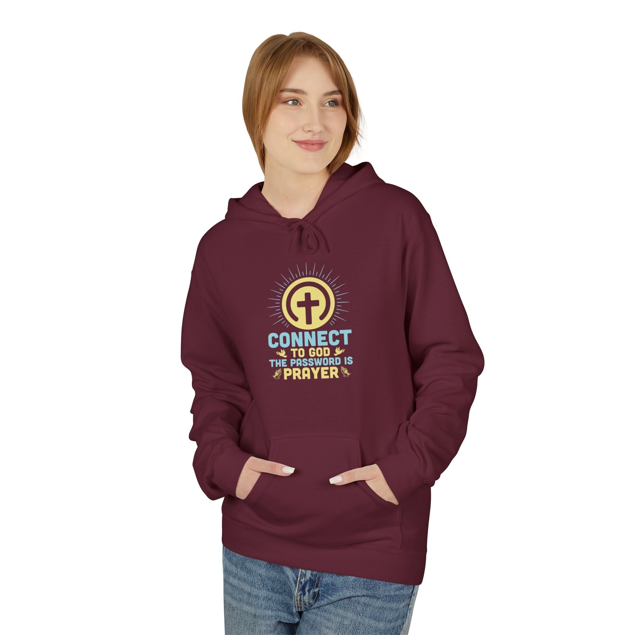 Faith Based Women's Fleece Hoodie - Connect To God The Password Prayer | Hoodie by atgodanddesigns