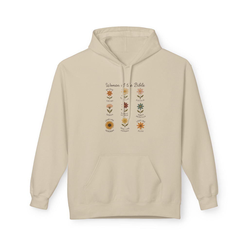 Faith Based Women's Fleece Hoodie - Women Of The Bible Floral | Hoodie by atgodanddesigns
