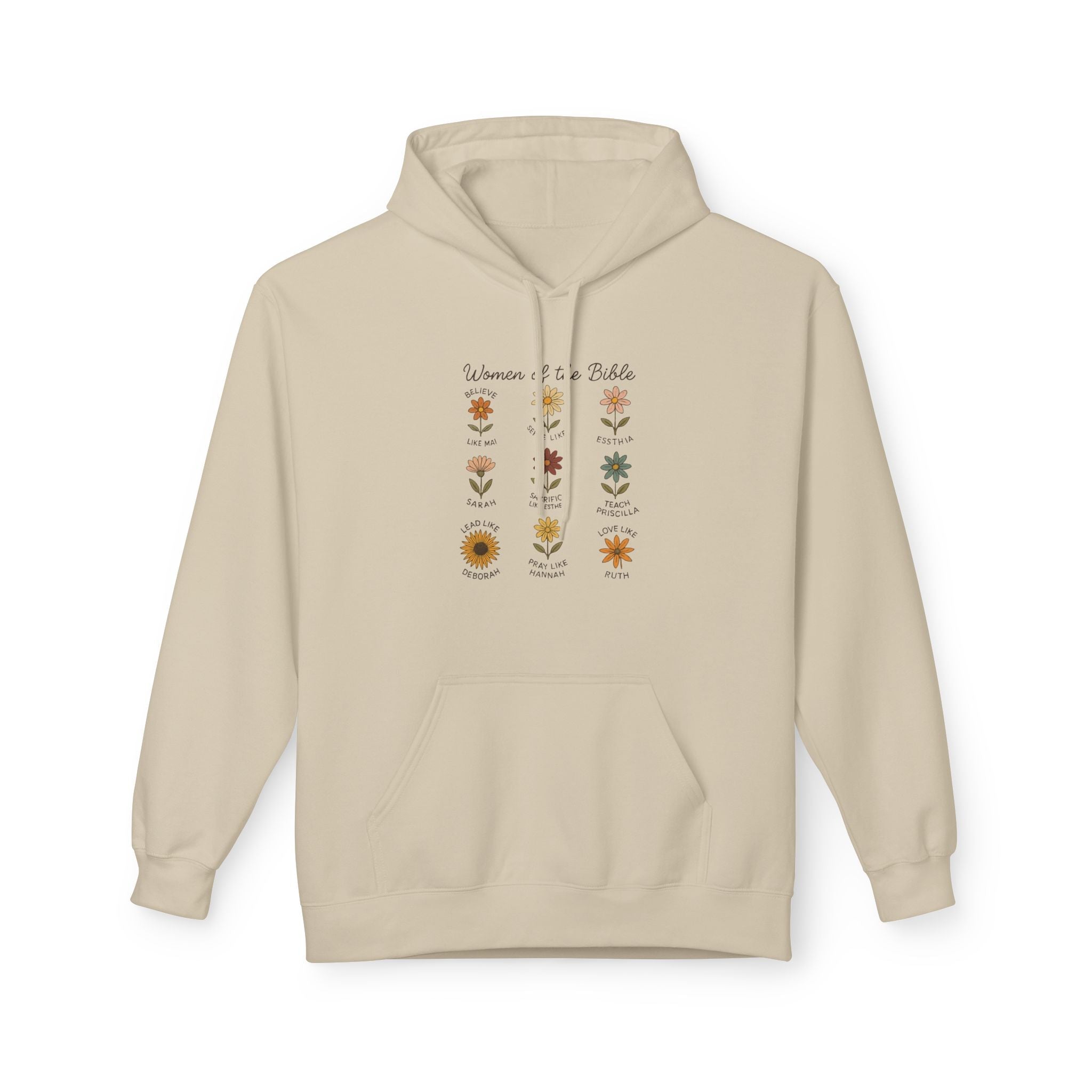 Faith Based Women's Fleece Hoodie - Women Of The Bible Floral | Hoodie by atgodanddesigns