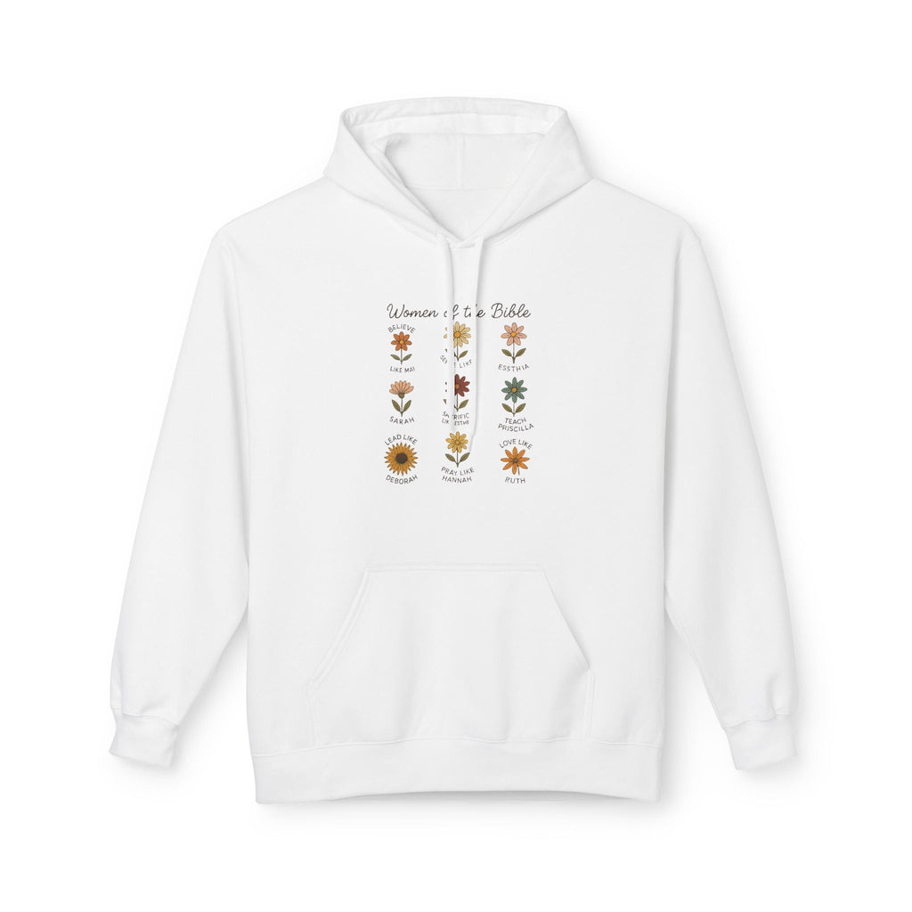 Faith Based Women's Fleece Hoodie - Women Of The Bible Floral | Hoodie by atgodanddesigns