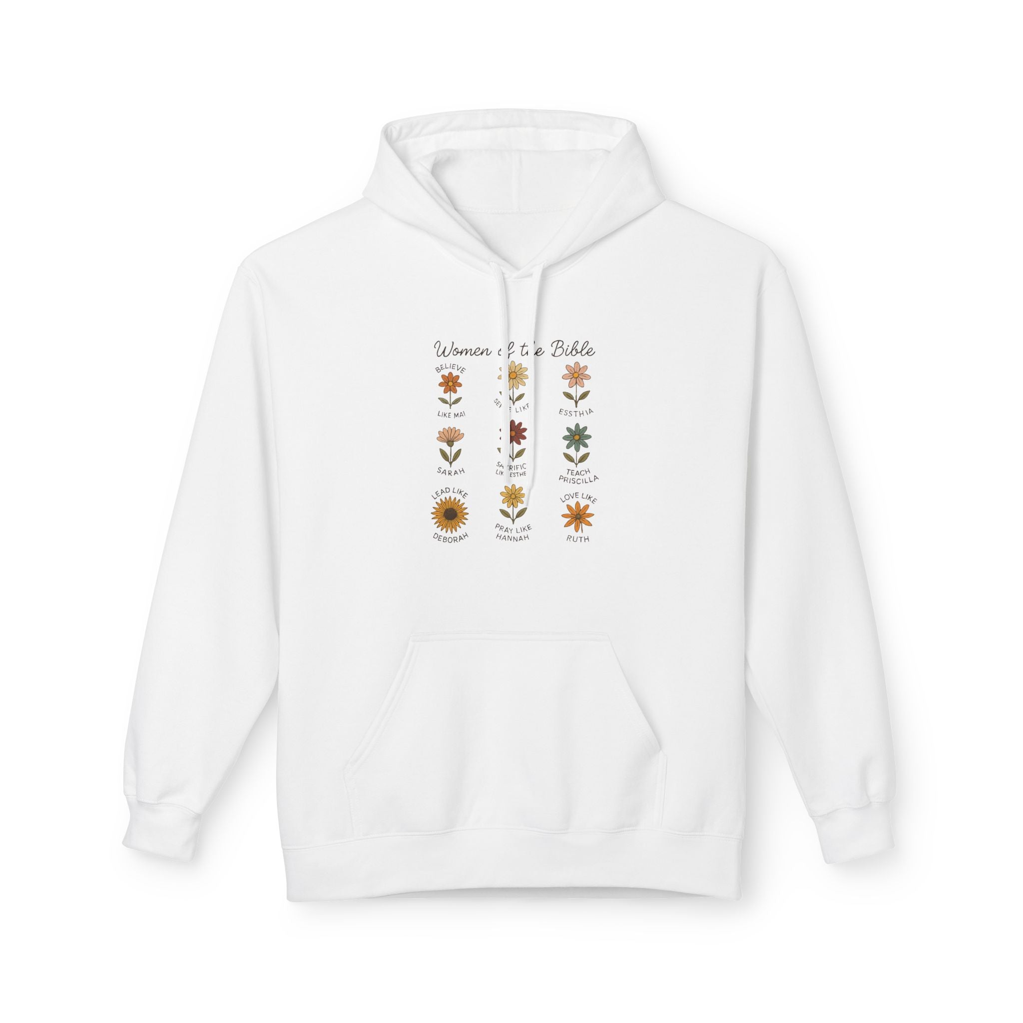 Faith Based Women's Fleece Hoodie - Women Of The Bible Floral | Hoodie by atgodanddesigns