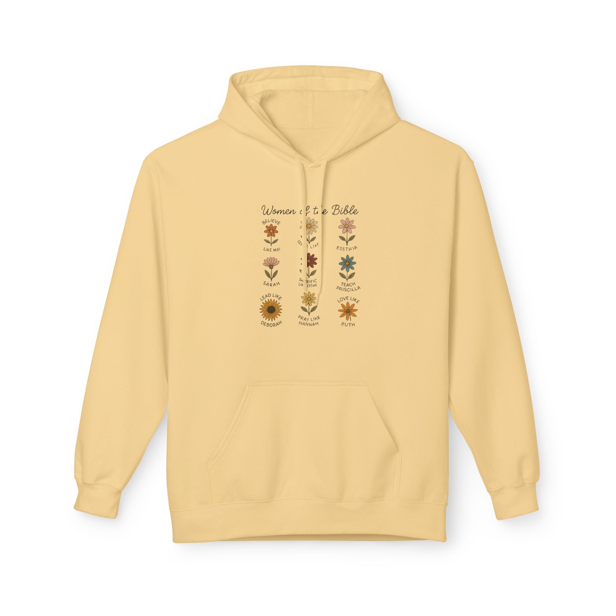 Faith Based Women's Fleece Hoodie - Women Of The Bible Floral | Hoodie by atgodanddesigns