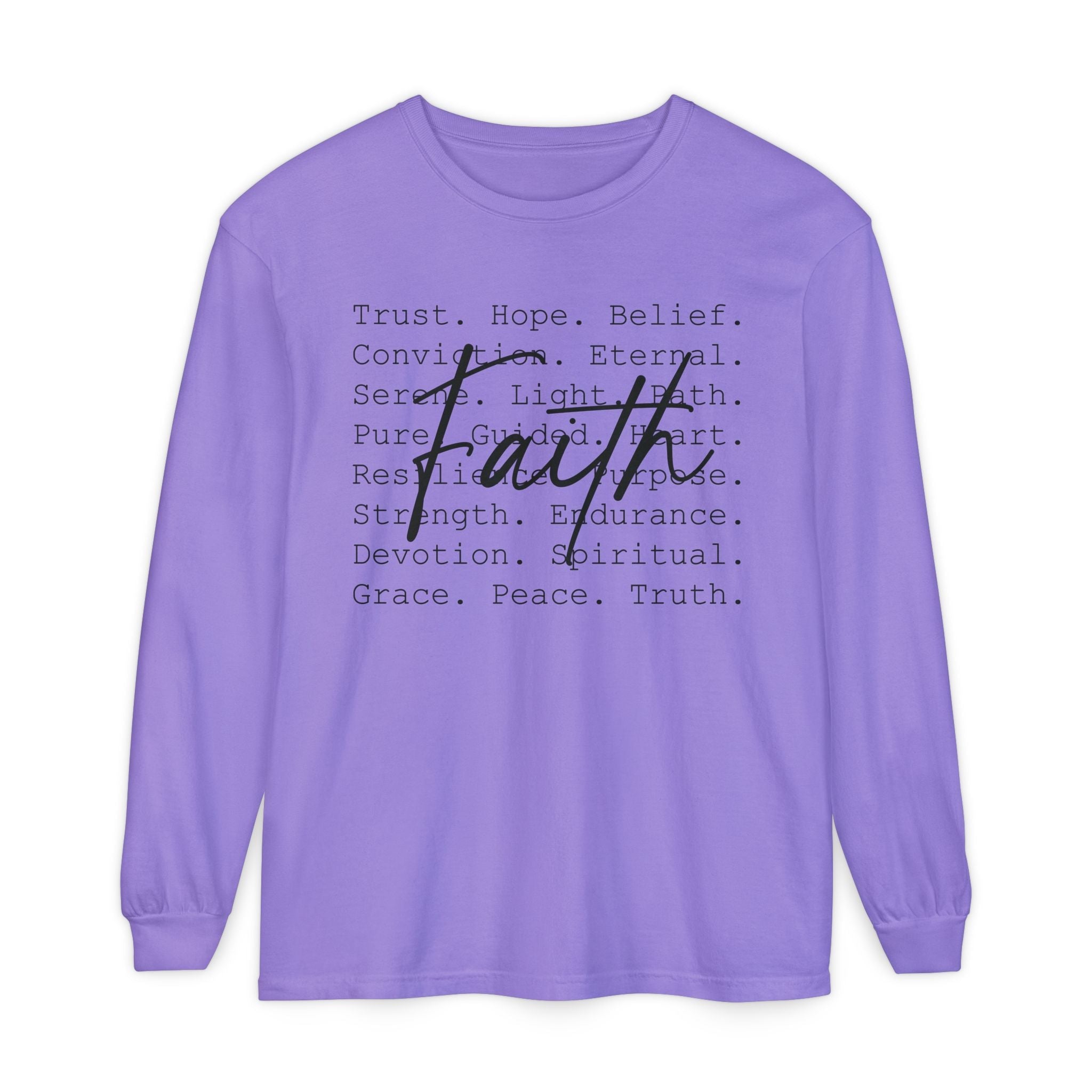 Faith Based Women's Long Sleeve - Faith Words | Long - sleeve by atgodanddesigns