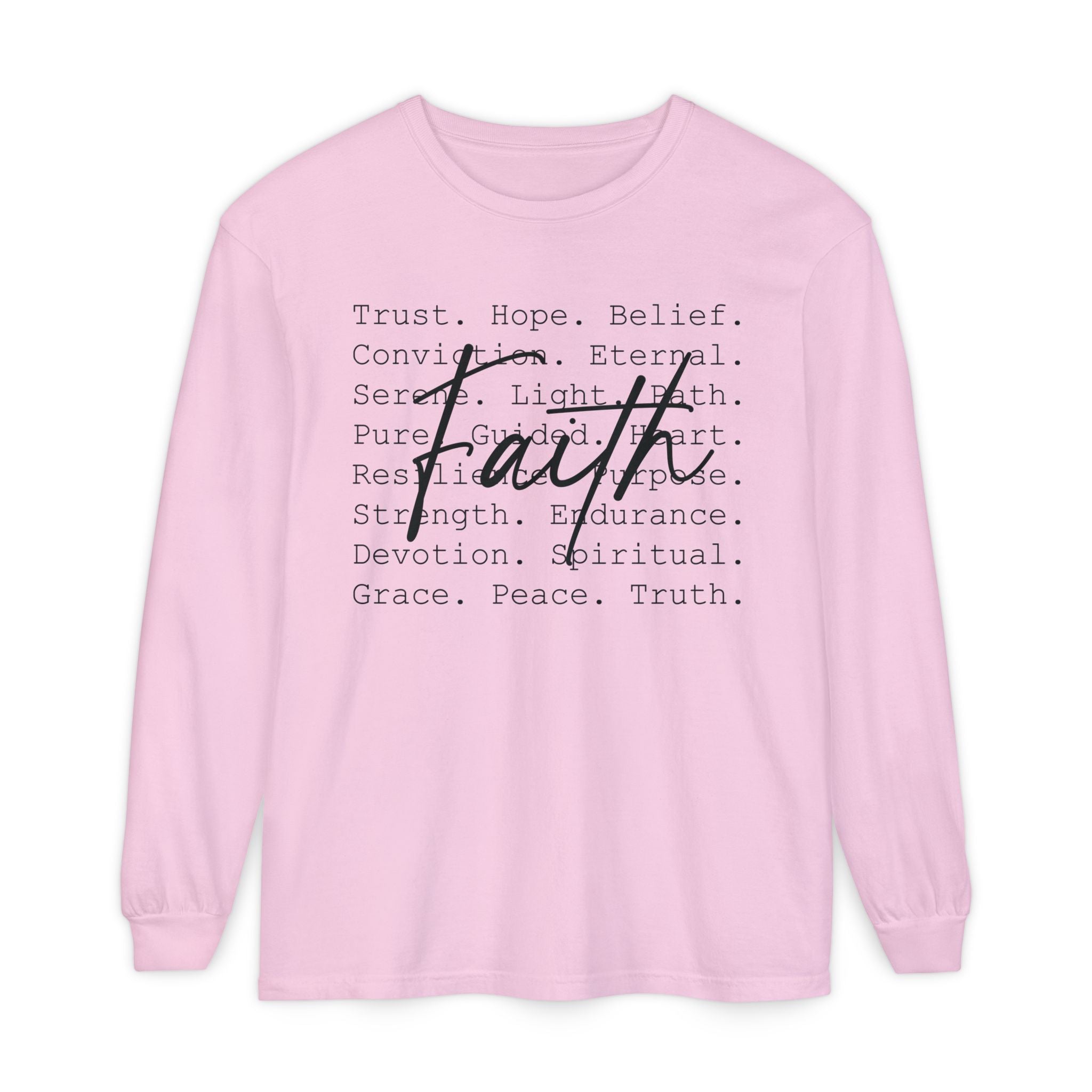 Faith Based Women's Long Sleeve - Faith Words | Long - sleeve by atgodanddesigns