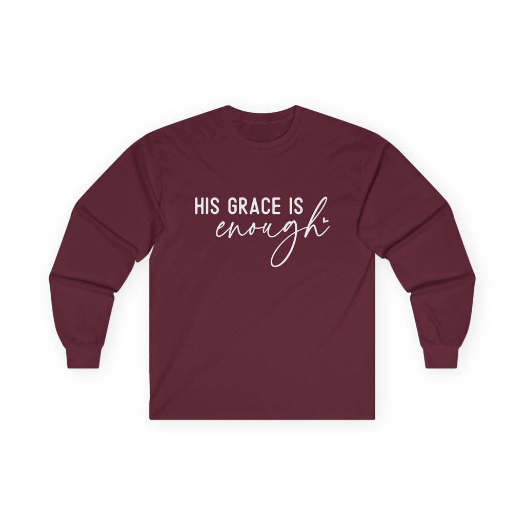 Faith Based Women's Long Sleeve - His Grace Is Enough | Long - sleeve by atgodanddesigns