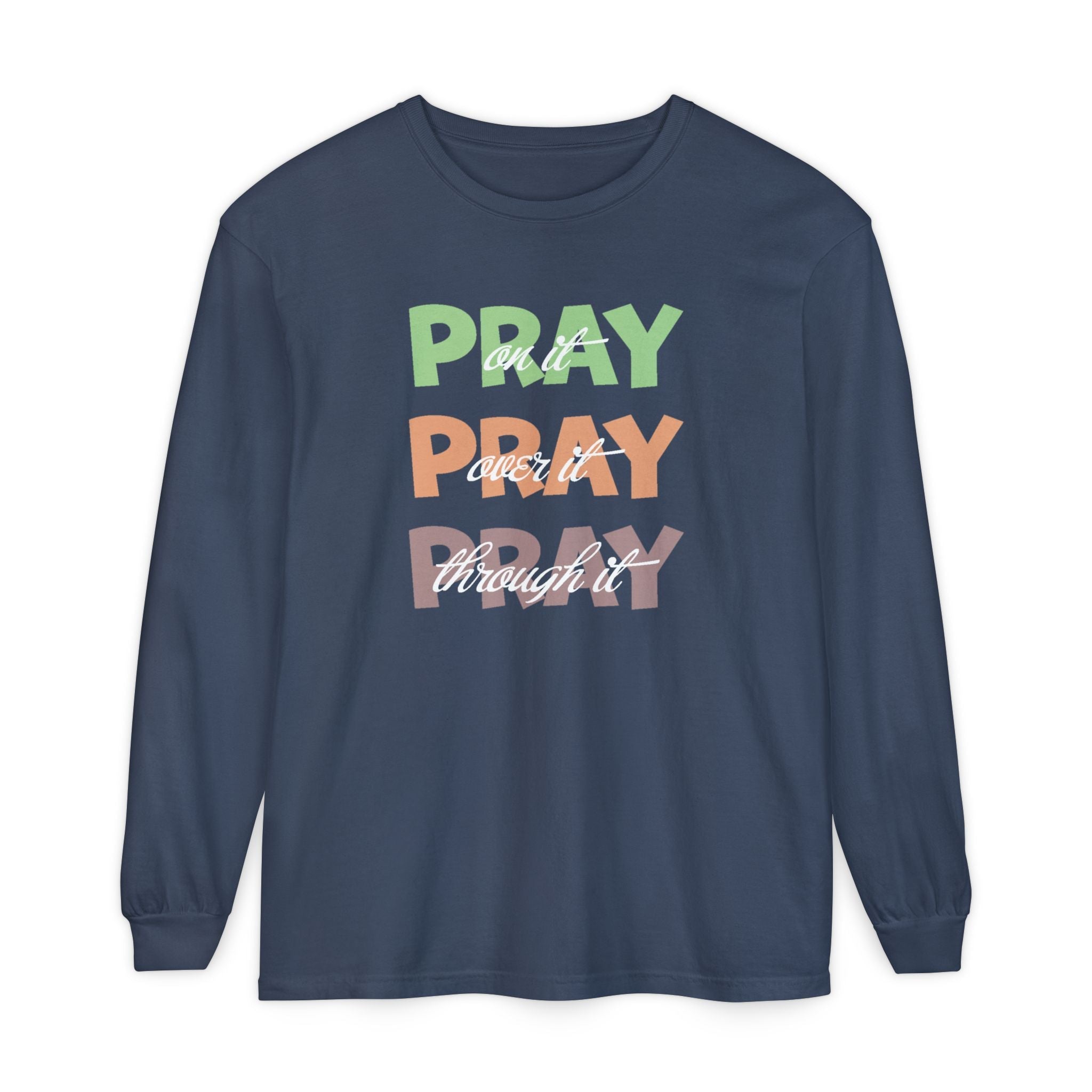 Faith Based Women's Long Sleeve - Pray, Pray, Pray | Long - sleeve by atgodanddesigns