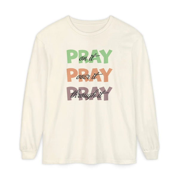 Faith Based Women's Long Sleeve - Pray, Pray, Pray | Long - sleeve by atgodanddesigns
