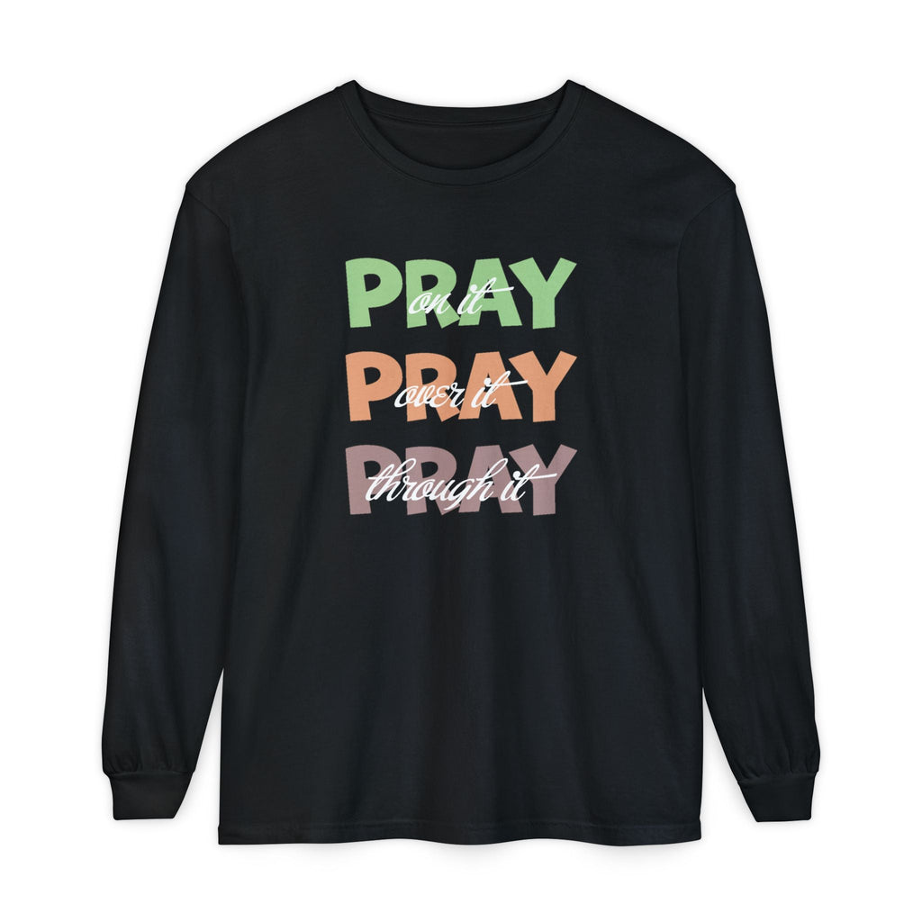 Faith Based Women's Long Sleeve - Pray, Pray, Pray | Long - sleeve by atgodanddesigns