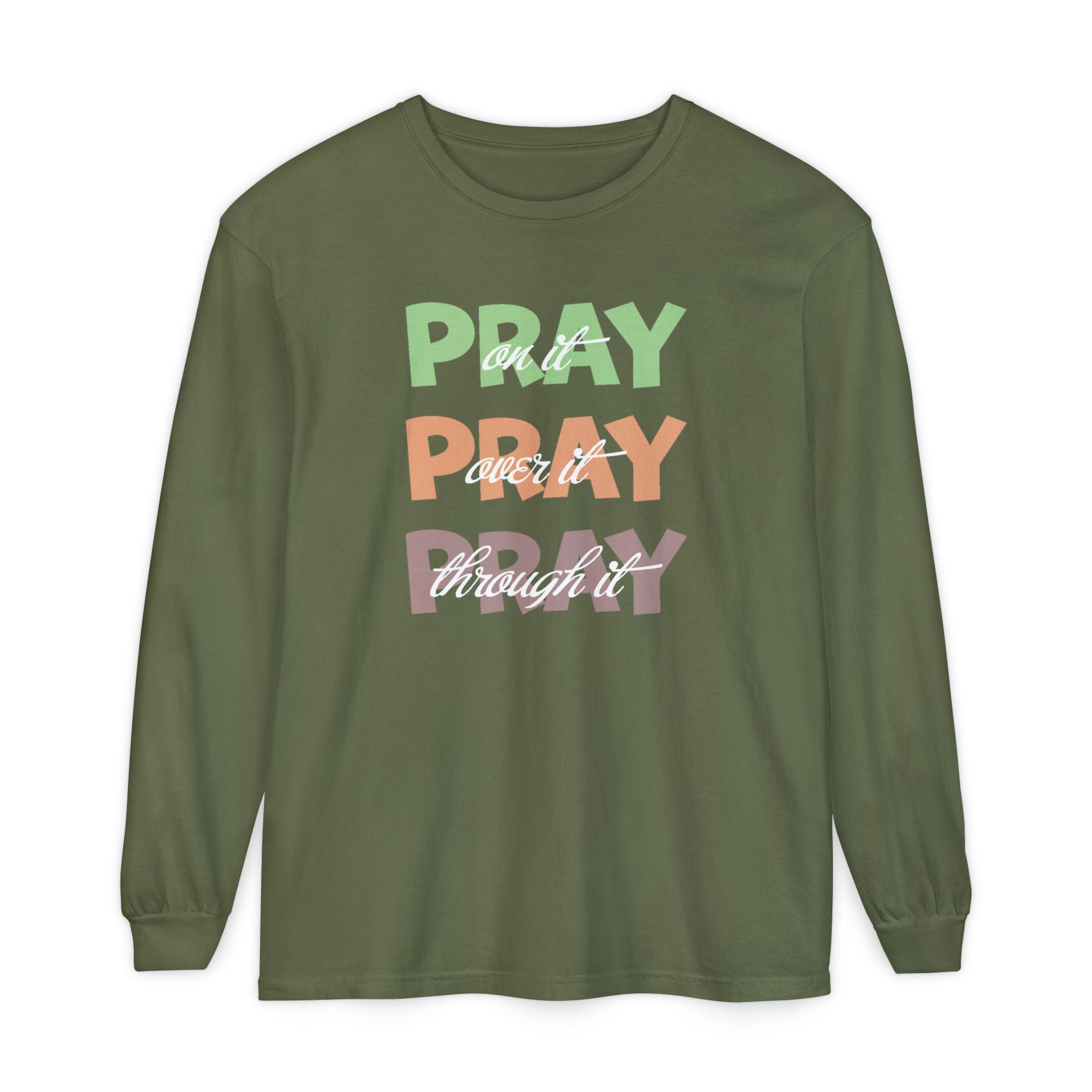 Faith Based Women's Long Sleeve - Pray, Pray, Pray | Long - sleeve by atgodanddesigns