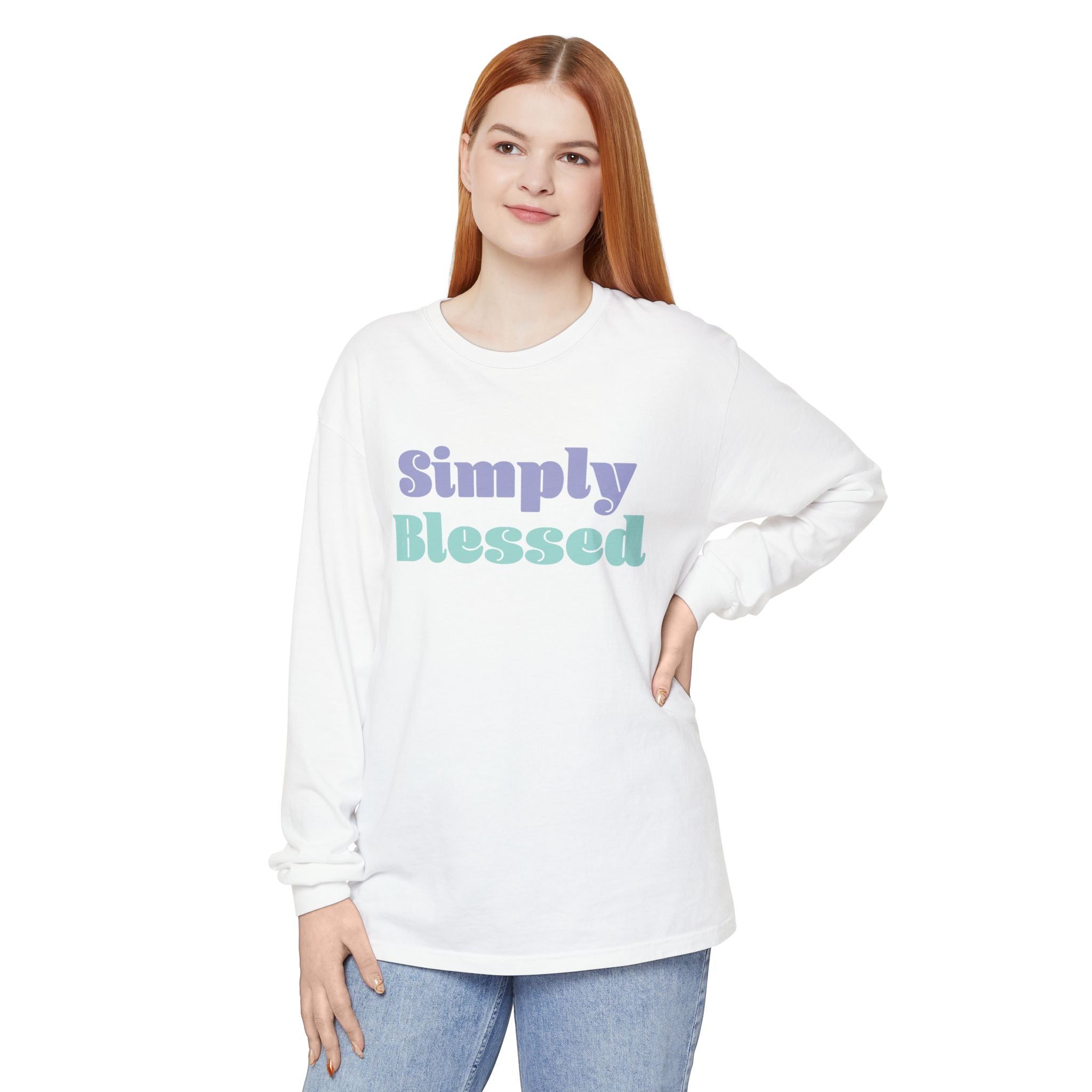 Faith Based Women's Long Sleeve - Simply Blessed | Long - sleeve by atgodanddesigns