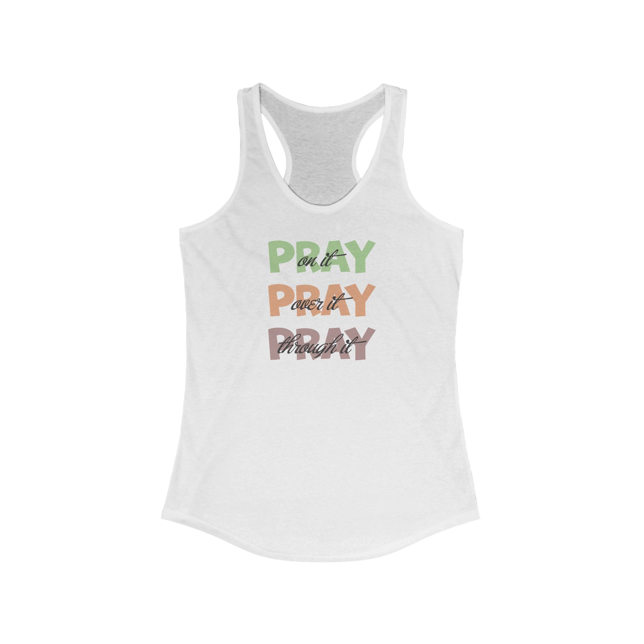 Faith Based Women's Racerback Tank - Pray Over It | Tank Top by atgodanddesigns