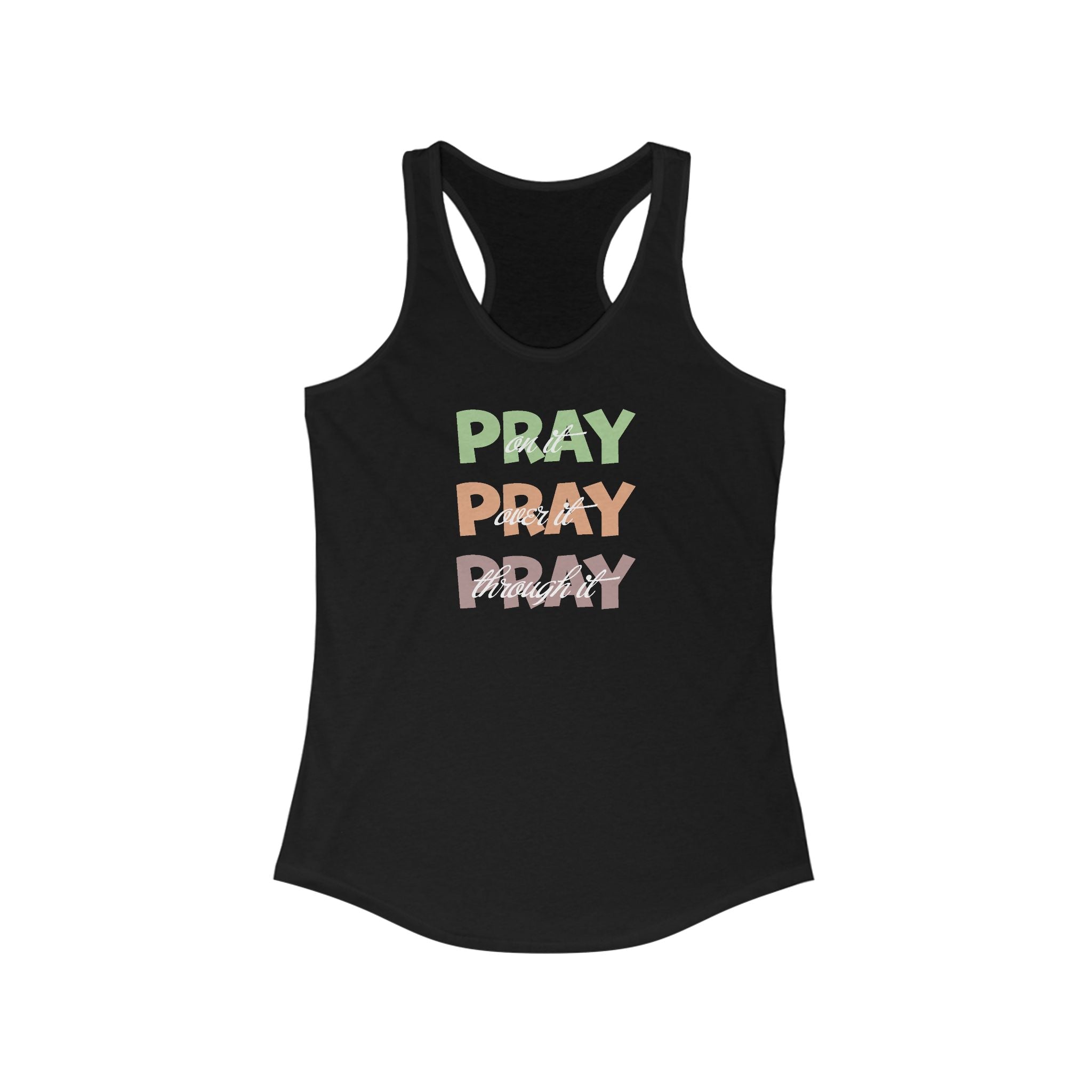 Faith Based Women's Racerback Tank - Pray Over It | Tank Top by atgodanddesigns