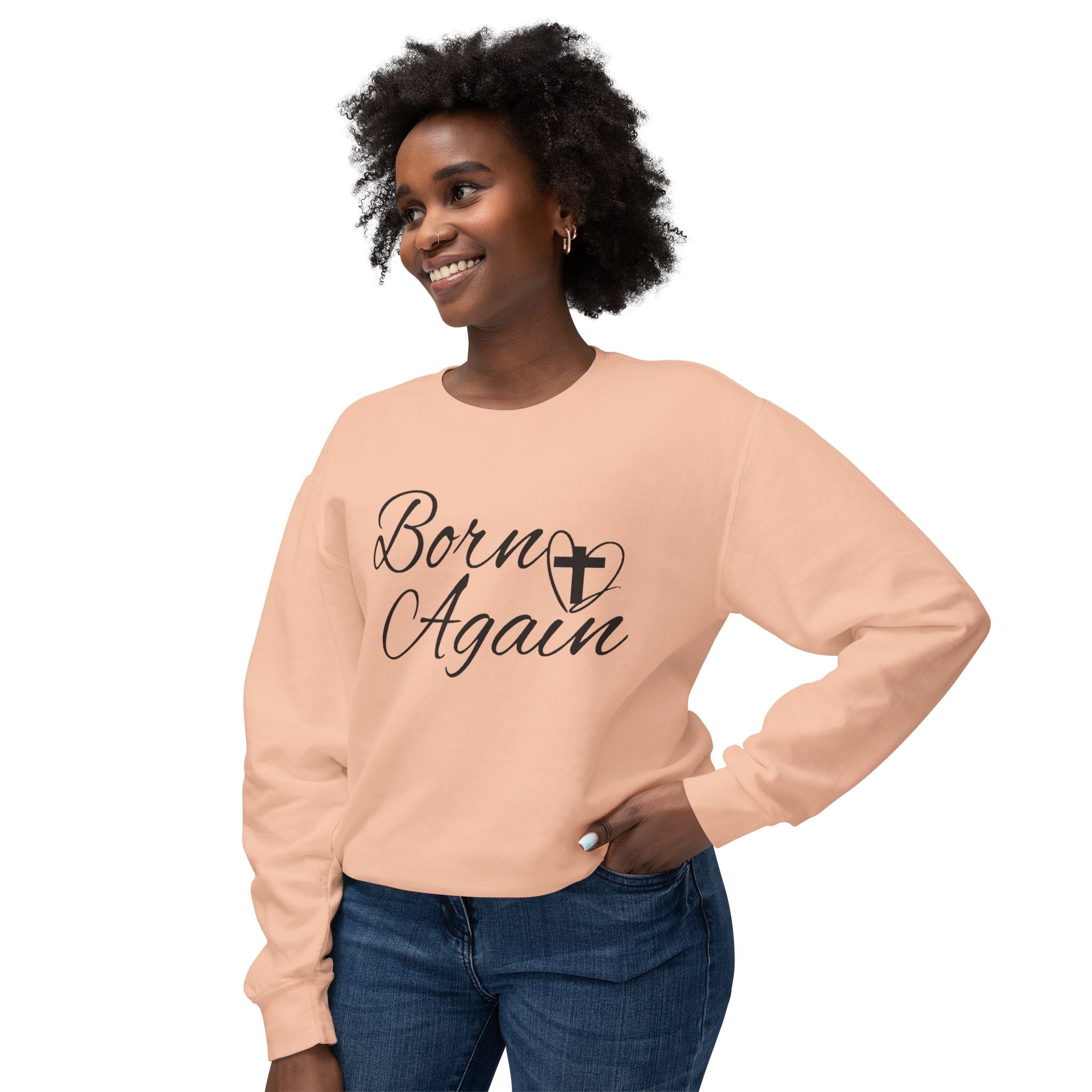 Faith Based Women's Sweater - Born Again | Sweatshirt by atgodanddesigns