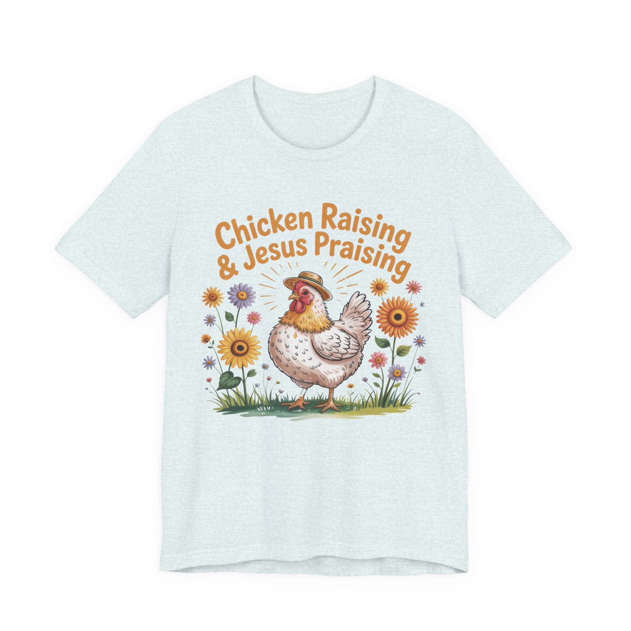 Faith Based Women's T-Shirt - Chicken Raising & Jesus Praising | T-Shirt by atgodanddesigns