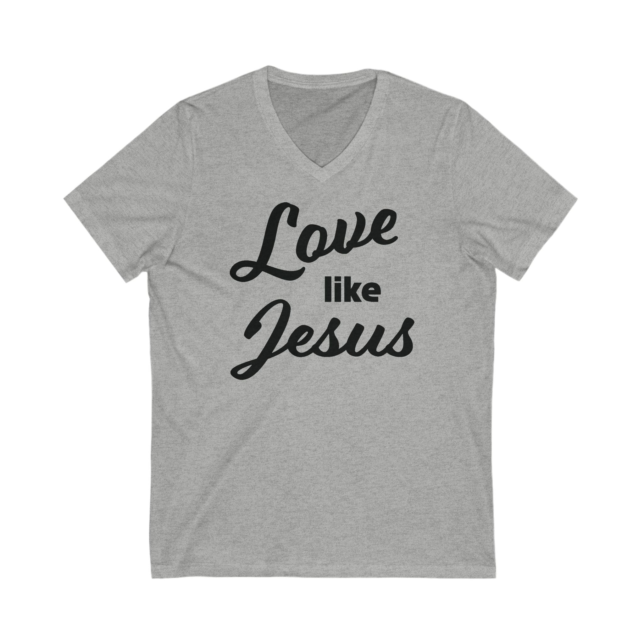 Faith Based Women's T-Shirt - Love Like Jesus | V - neck by atgodanddesigns