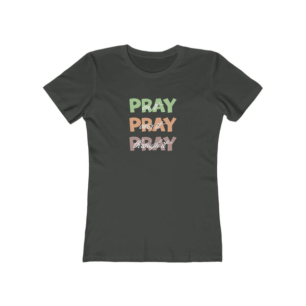 Faith Based Women’s T-Shirt - Pray | T-Shirt by atgodanddesigns