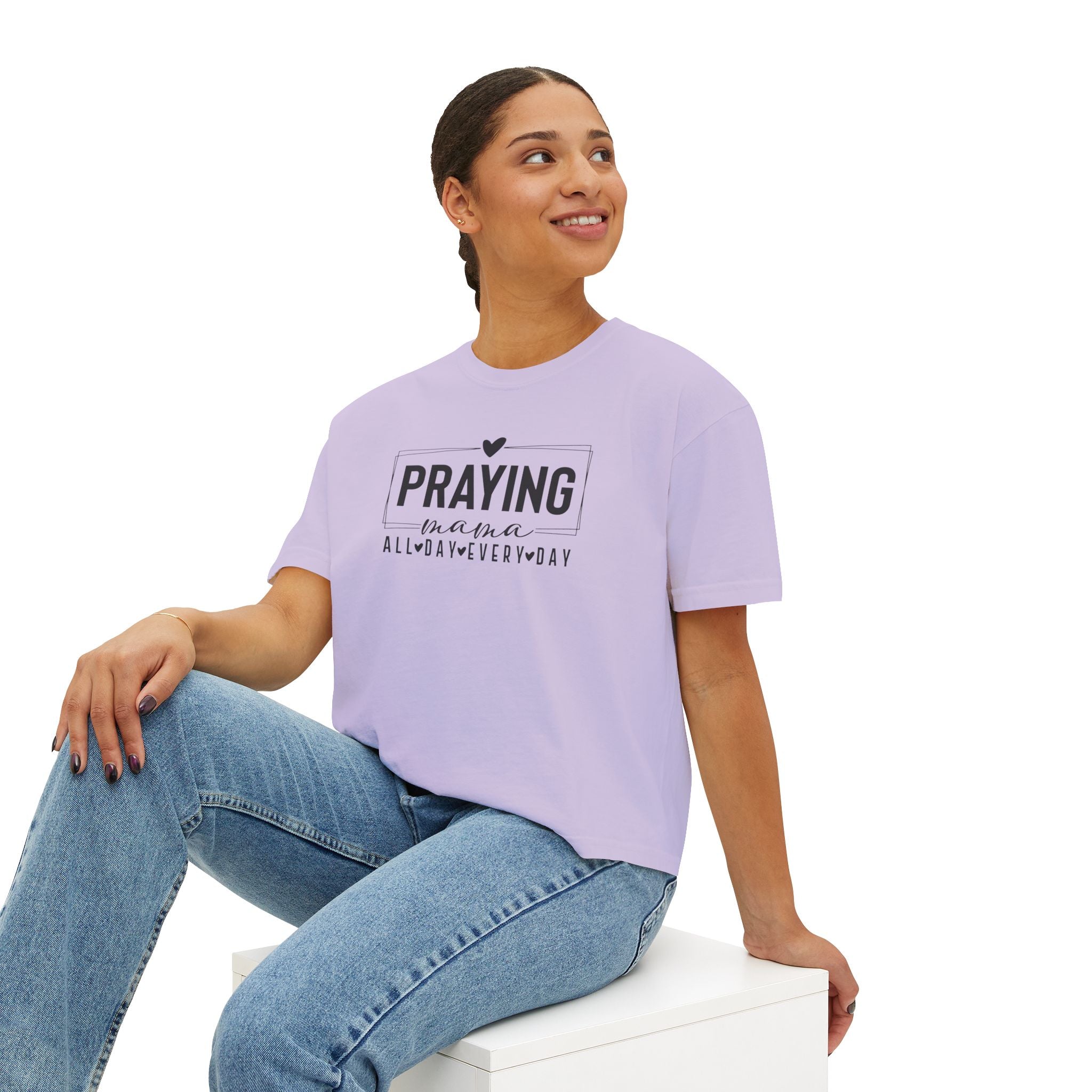 Faith Based Women's T-Shirt - Praying Mama All Day Every Day | T-Shirt by atgodanddesigns