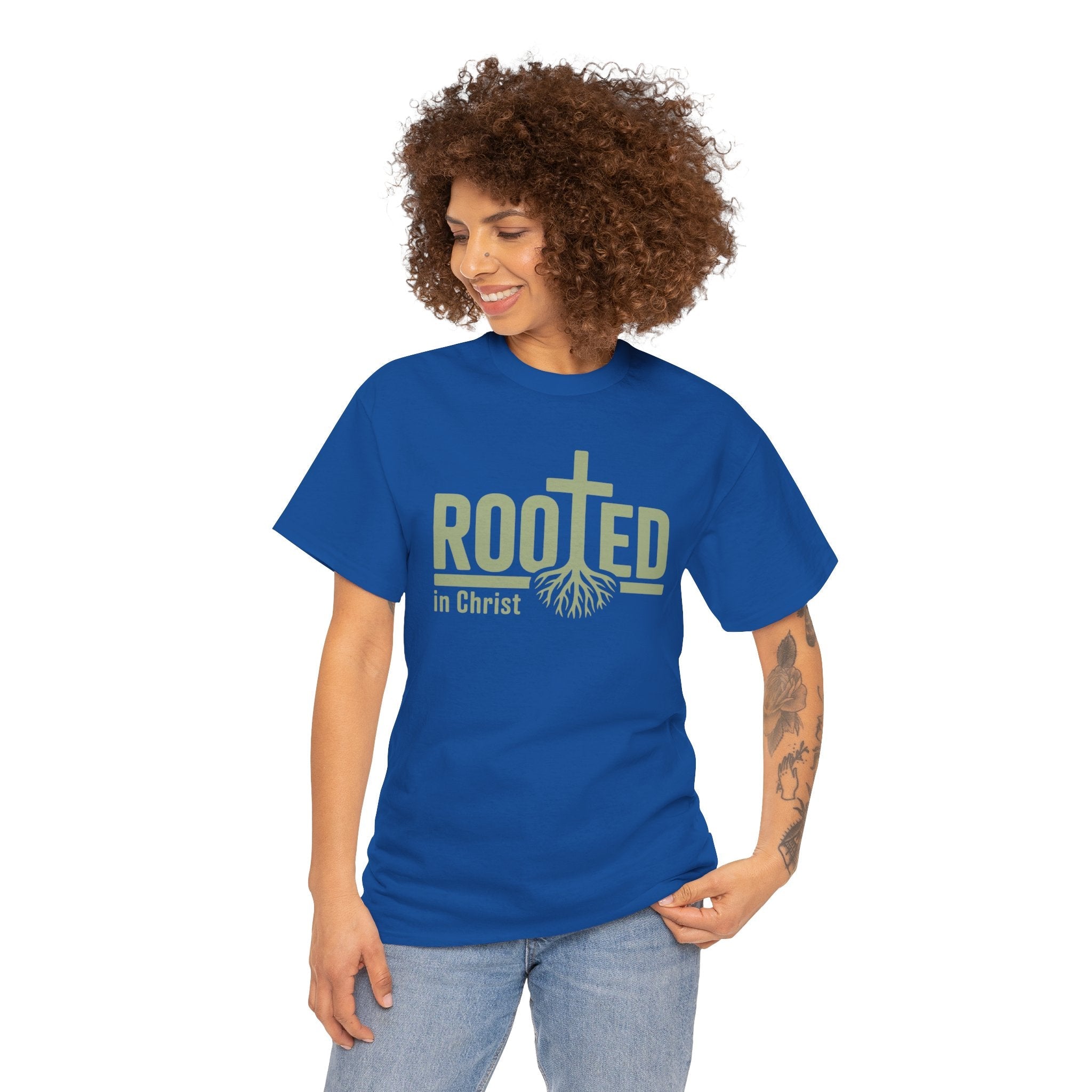 Faith Based Women's T-Shirt - " Rooted In Christ" | T-Shirt by atgodanddesigns