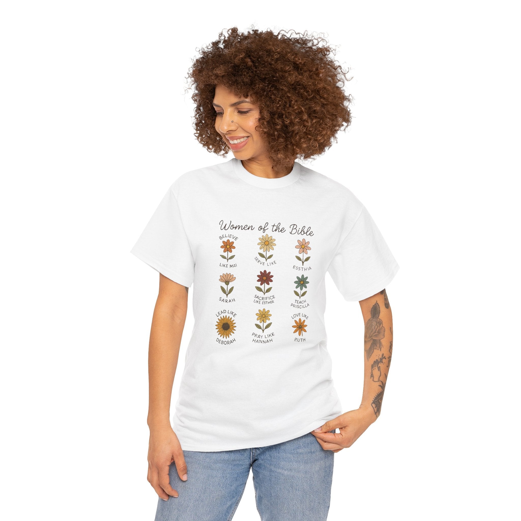 Faith Based Women's T-Shirt - Women Of The Bible Floral | T-Shirt by atgodanddesigns