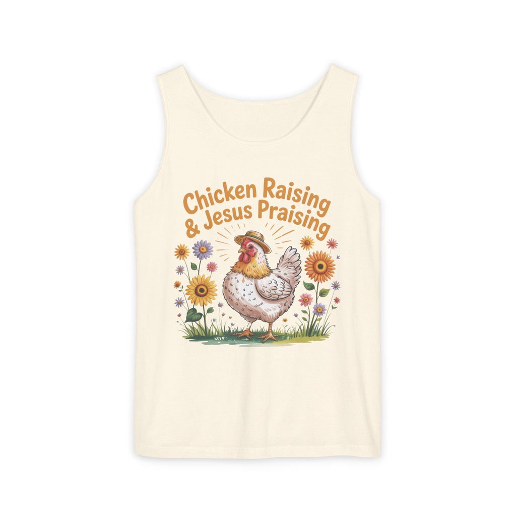 Faith Based Women's Tank Top - Chicken Raising & Jesus Praising | Tank Top by atgodanddesigns