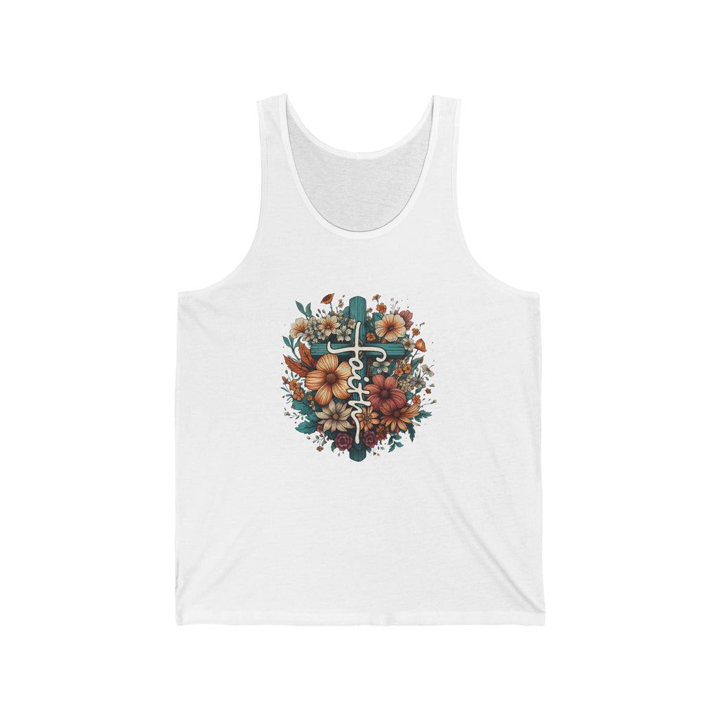 Faith Based Women's Tank Top - Faith with Floral Cross | Tank Top by atgodanddesigns