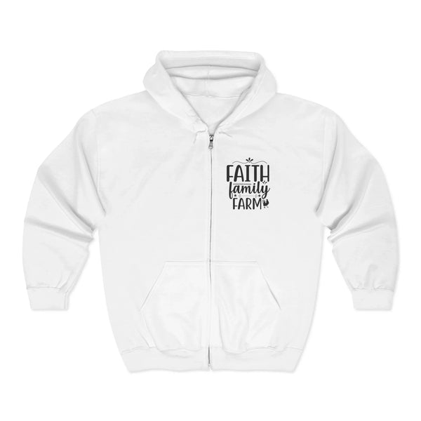 Faith Based Women's Zip Up Hooded Sweatshirt - Faith, Family, Farm | Hoodie by atgodanddesigns
