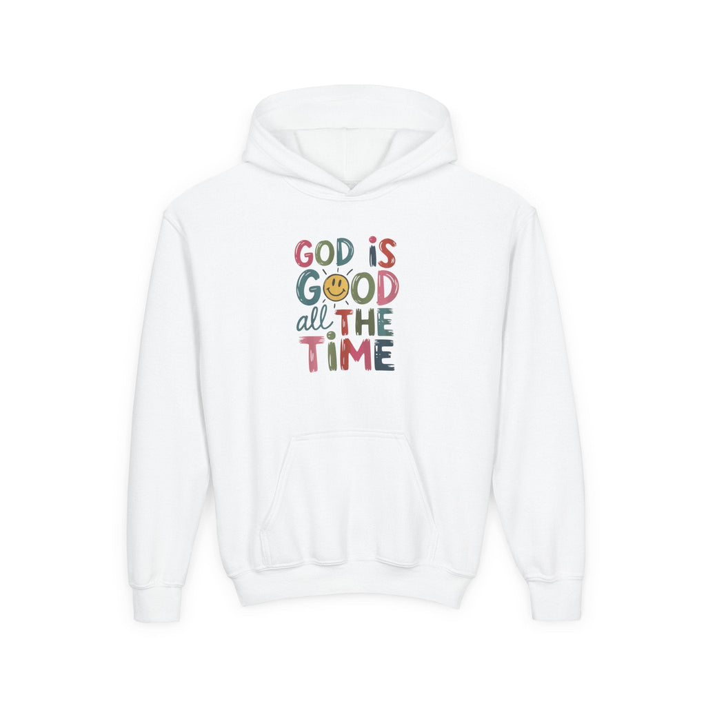 Faith Based Youth Gildan Hoodie - God Is Good All The Time (Smiley Edition) | Kids clothes by atgodanddesigns