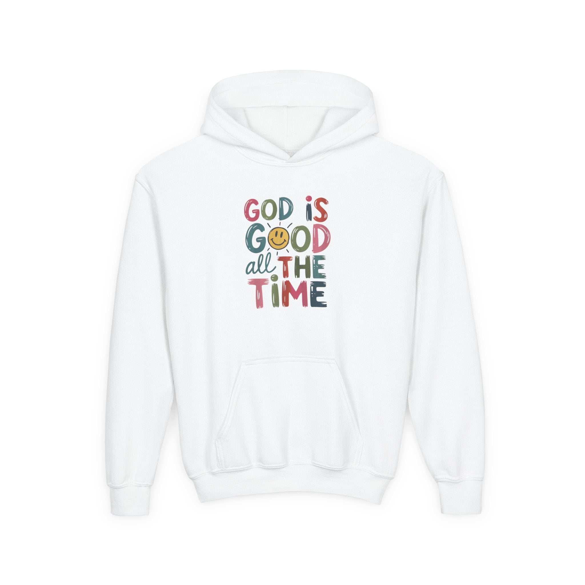 Faith Based Youth Gildan Hoodie - God Is Good All The Time (Smiley Edition) | Kids clothes by atgodanddesigns
