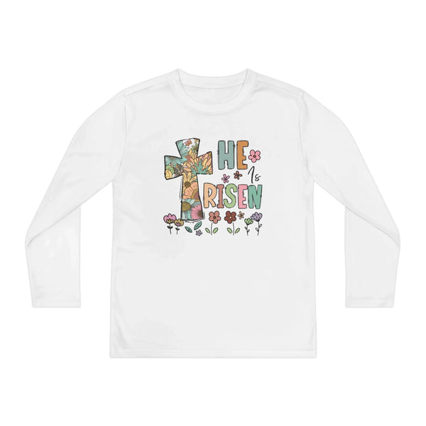 Faith Based Youth Girls Long Sleeve T-Shirt - He Is Risen | Kids clothes by atgodanddesigns