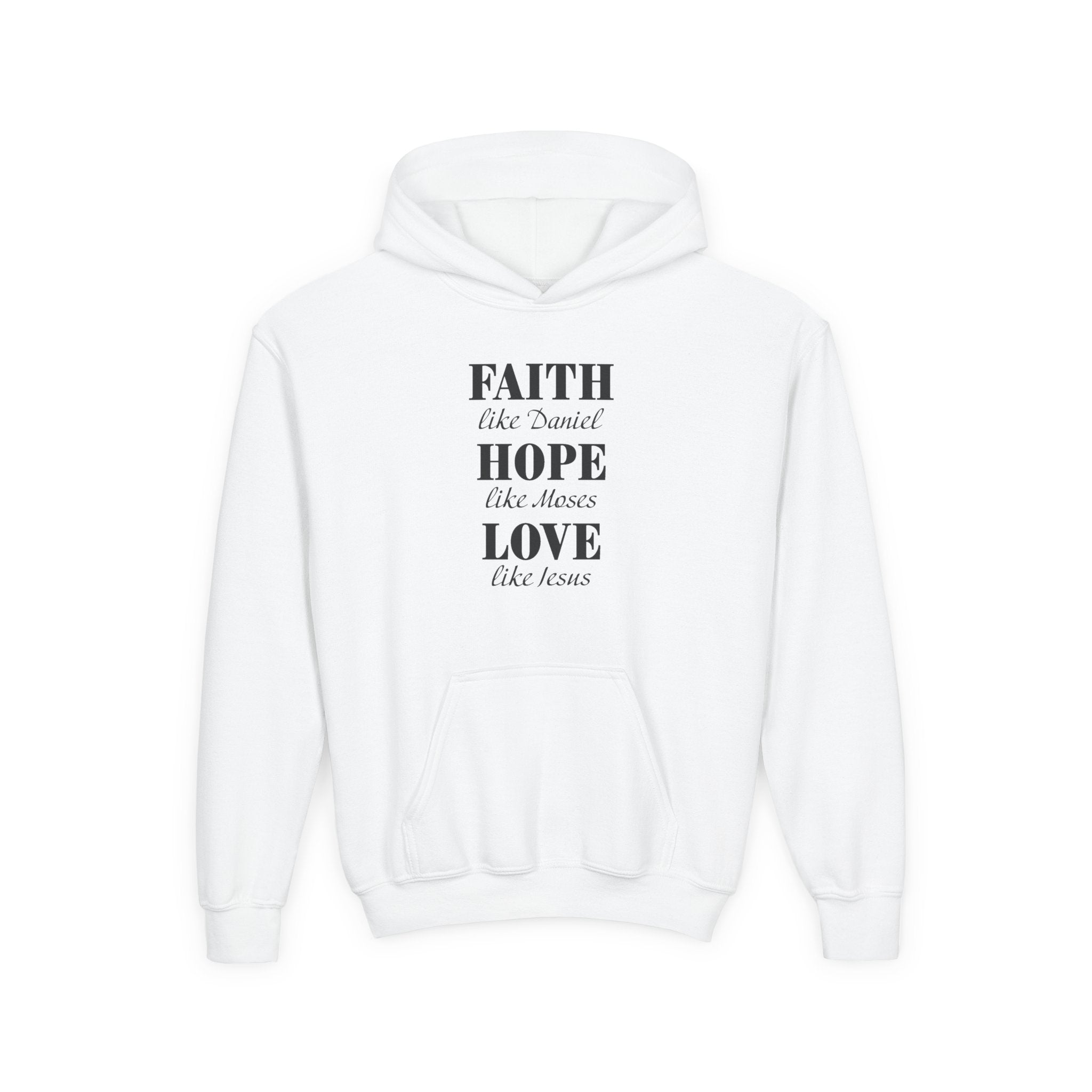 Faith Based Youth Hoodie - Faith, Hope, Love | Kids clothes by atgodanddesigns