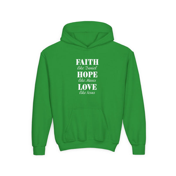 Faith Based Youth Hoodie - Faith, Hope, Love | Kids clothes by atgodanddesigns