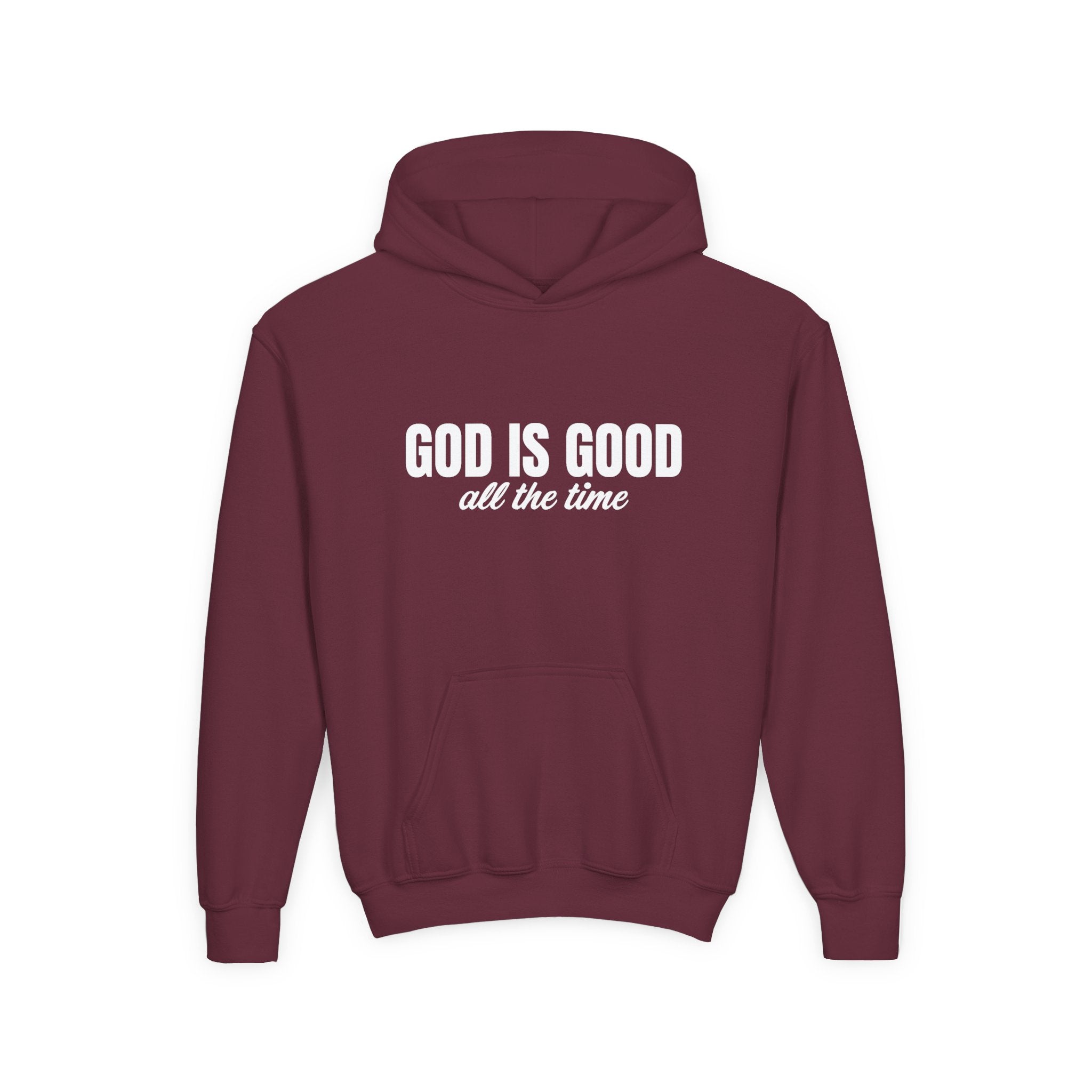 Faith Based Youth Hoodie - God Is Good All The Time | Kids clothes by atgodanddesigns