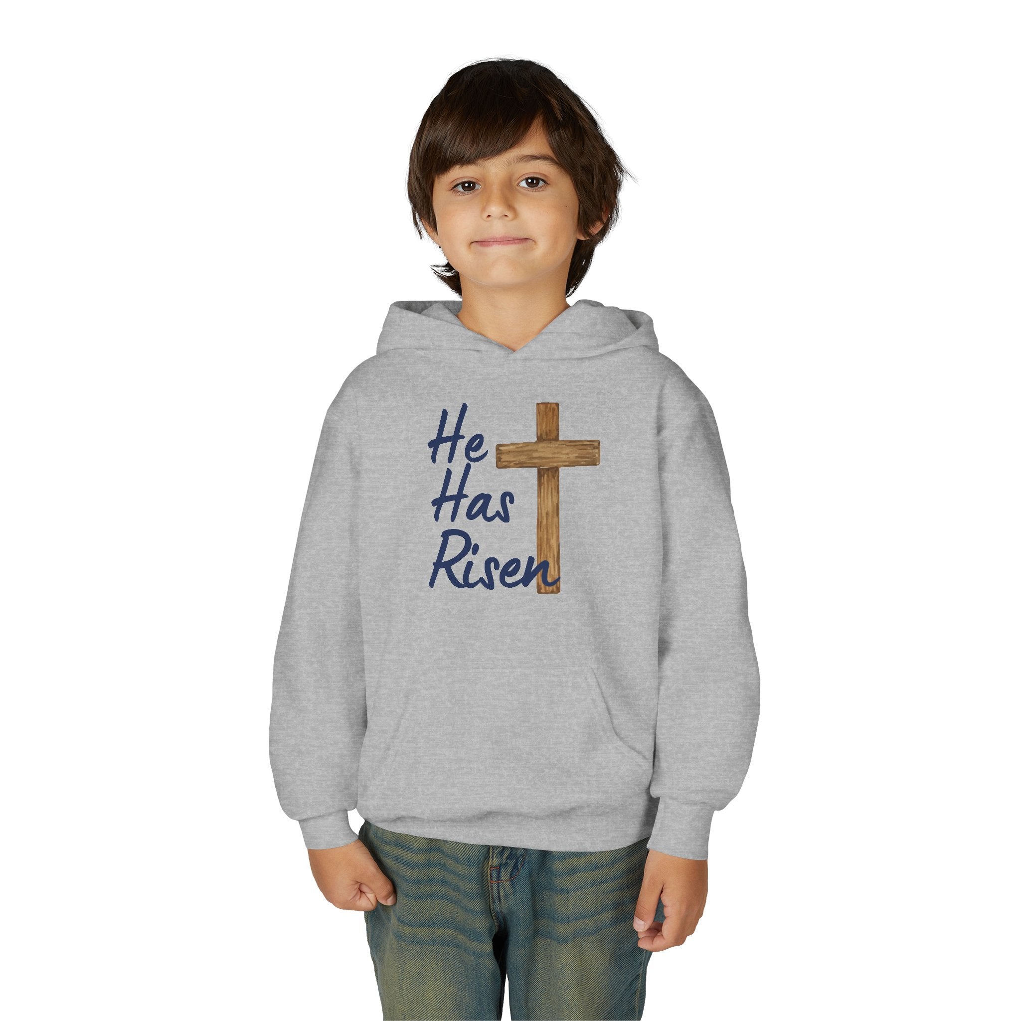 Faith Based Youth Hoodie - He Has Risen | Kids clothes by atgodanddesigns